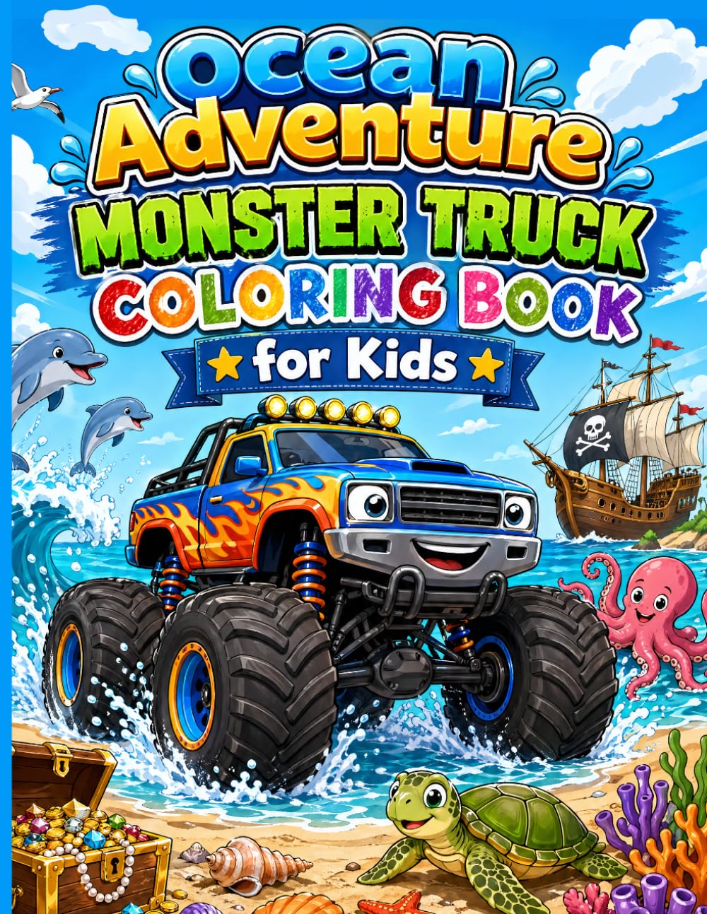 Ocean Adventure Monster Truck Coloring Book for Kids Ages 8–12: Underwater Trucks, Epic Ocean Scenes & Action-Packed Fun to Color