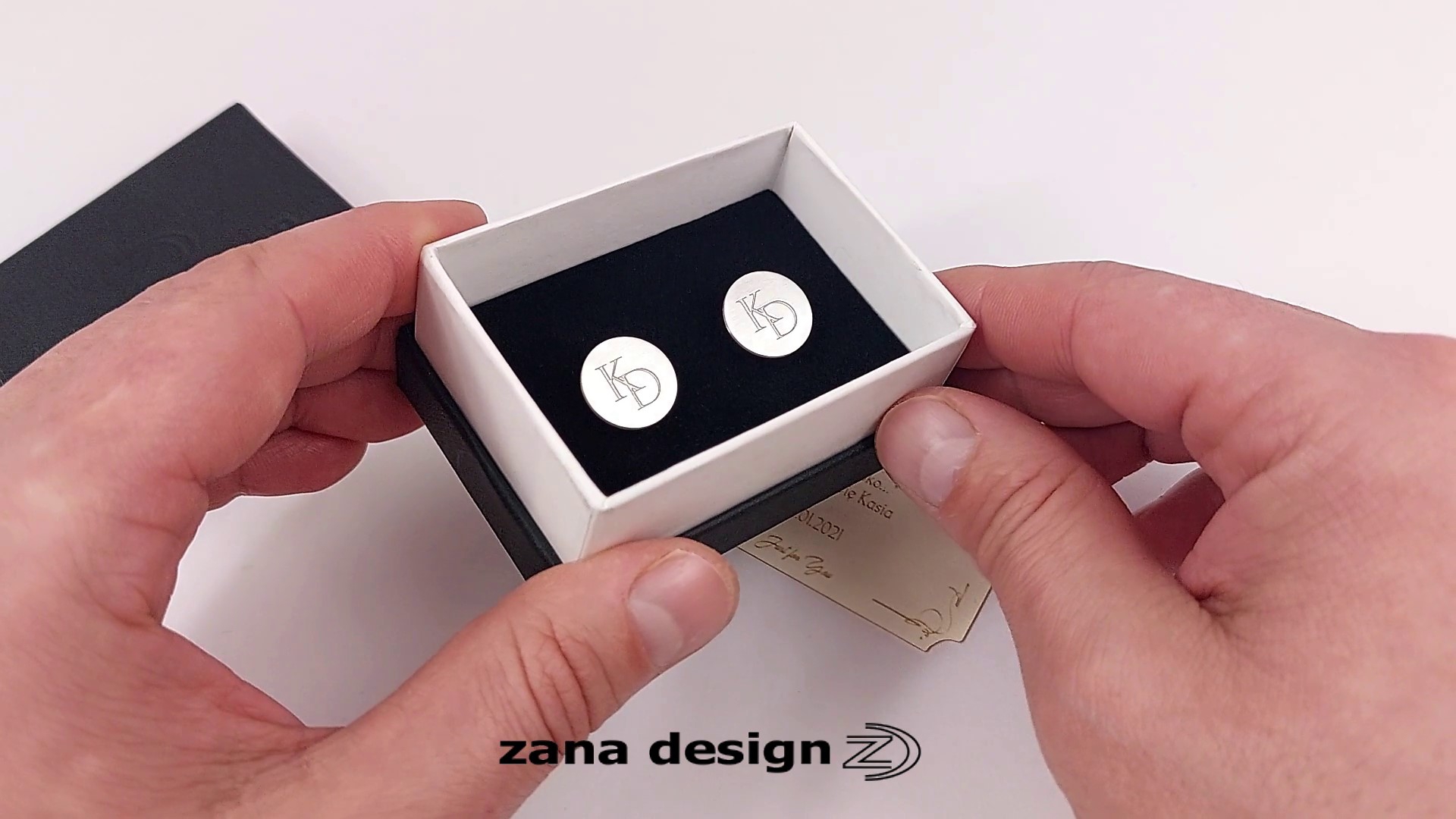 Mancuernillas grabadas para hombre en plata 925 miniatura 7