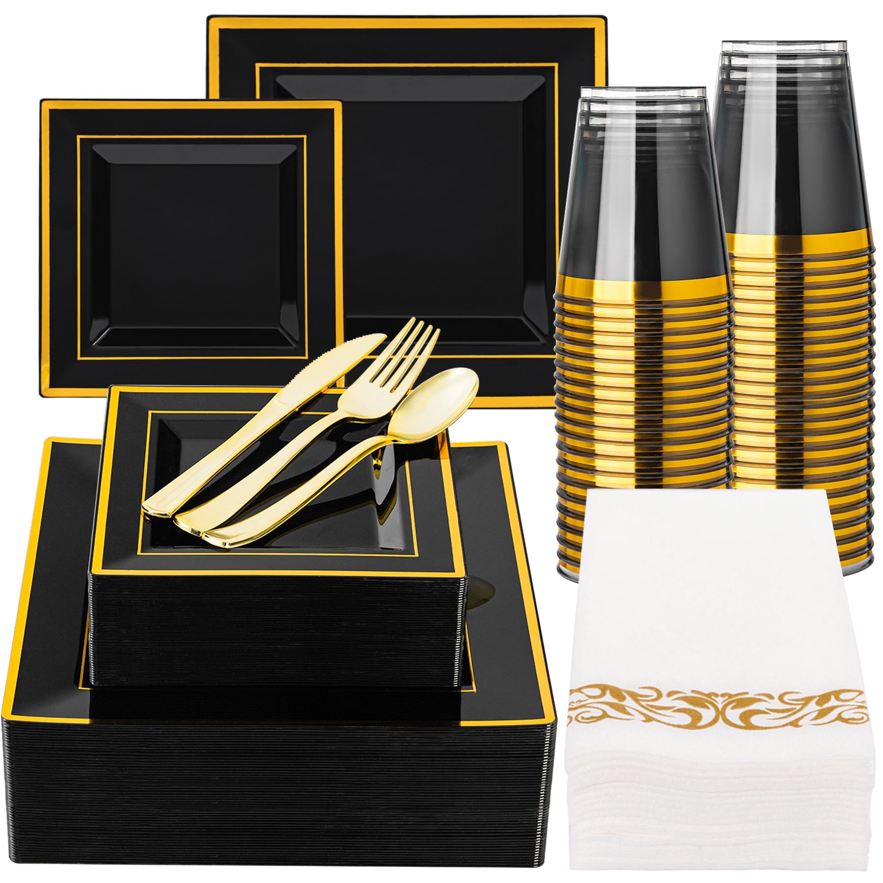 Black & Gold Disposable Plates - 350 Pack -1