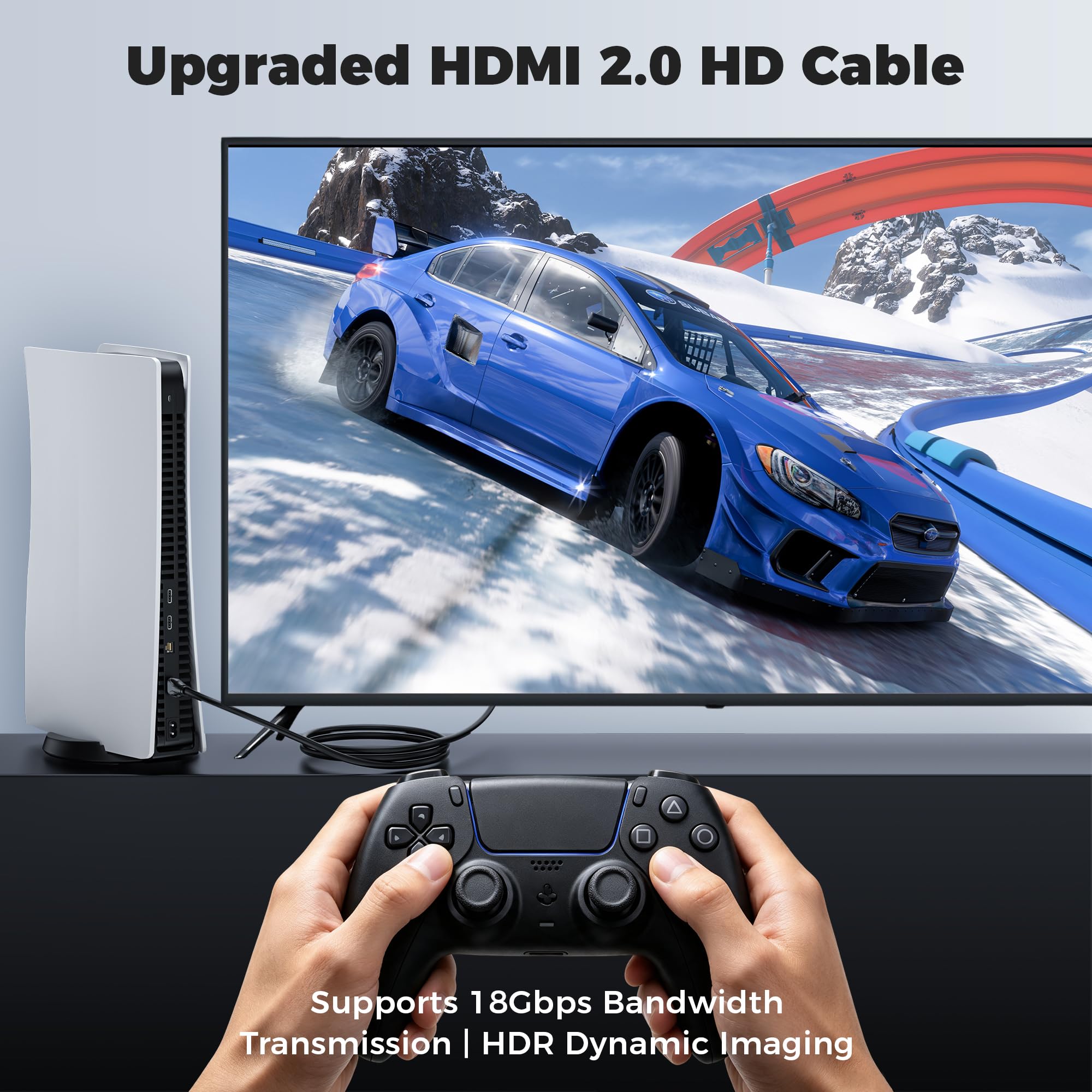 Cable HDMI 4K de 75 pies, cables HDMI de alta velocidad (HDMI2.0, 18 Gbps, 1080P), cable HDMI Ethernet de retorno de audio 4K, conectores chapados en oro de ultra alta velocidad, compatible con