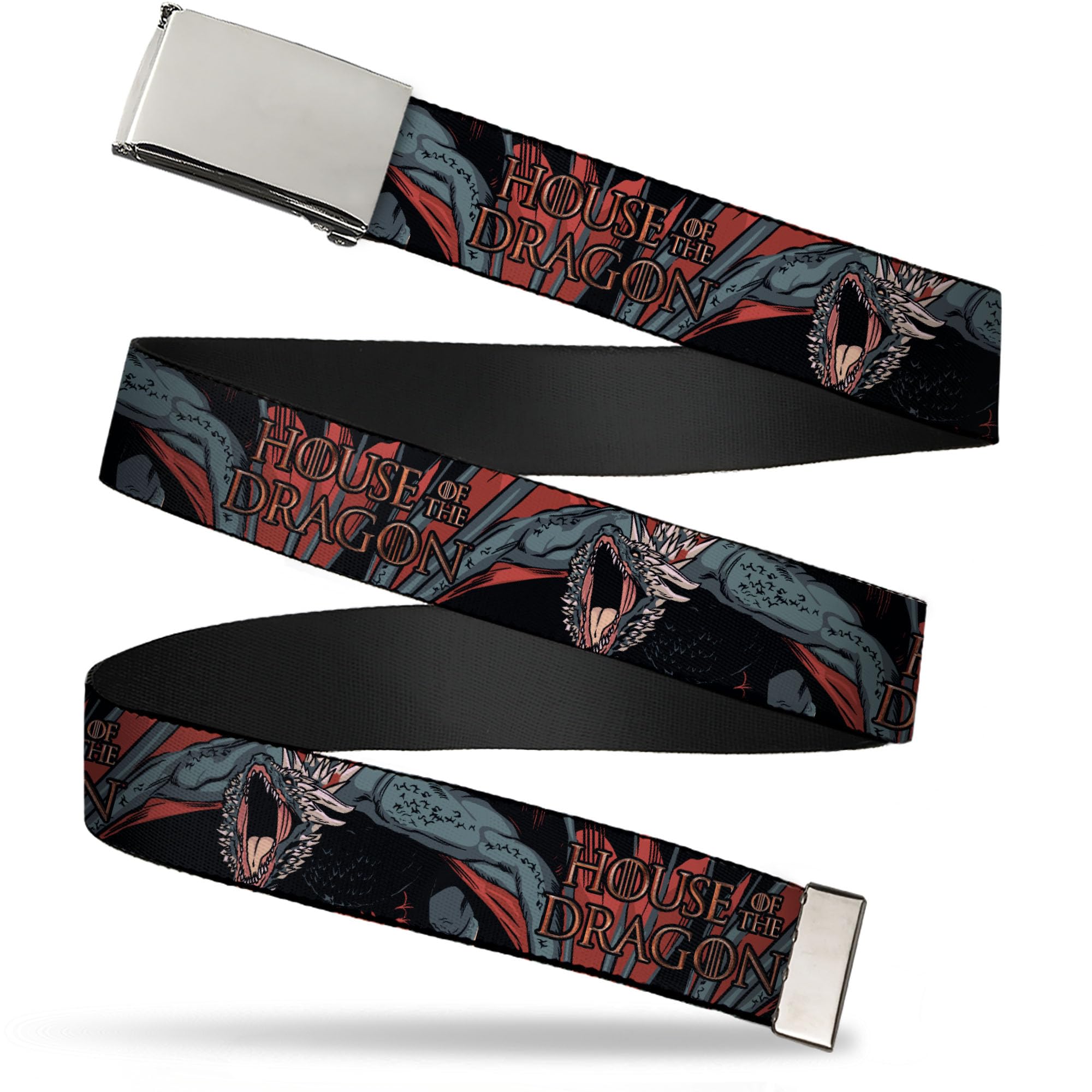 Buckle-Down House of the Dragon Flip Web Belt House of the Dragon Drogon Roar and Logo