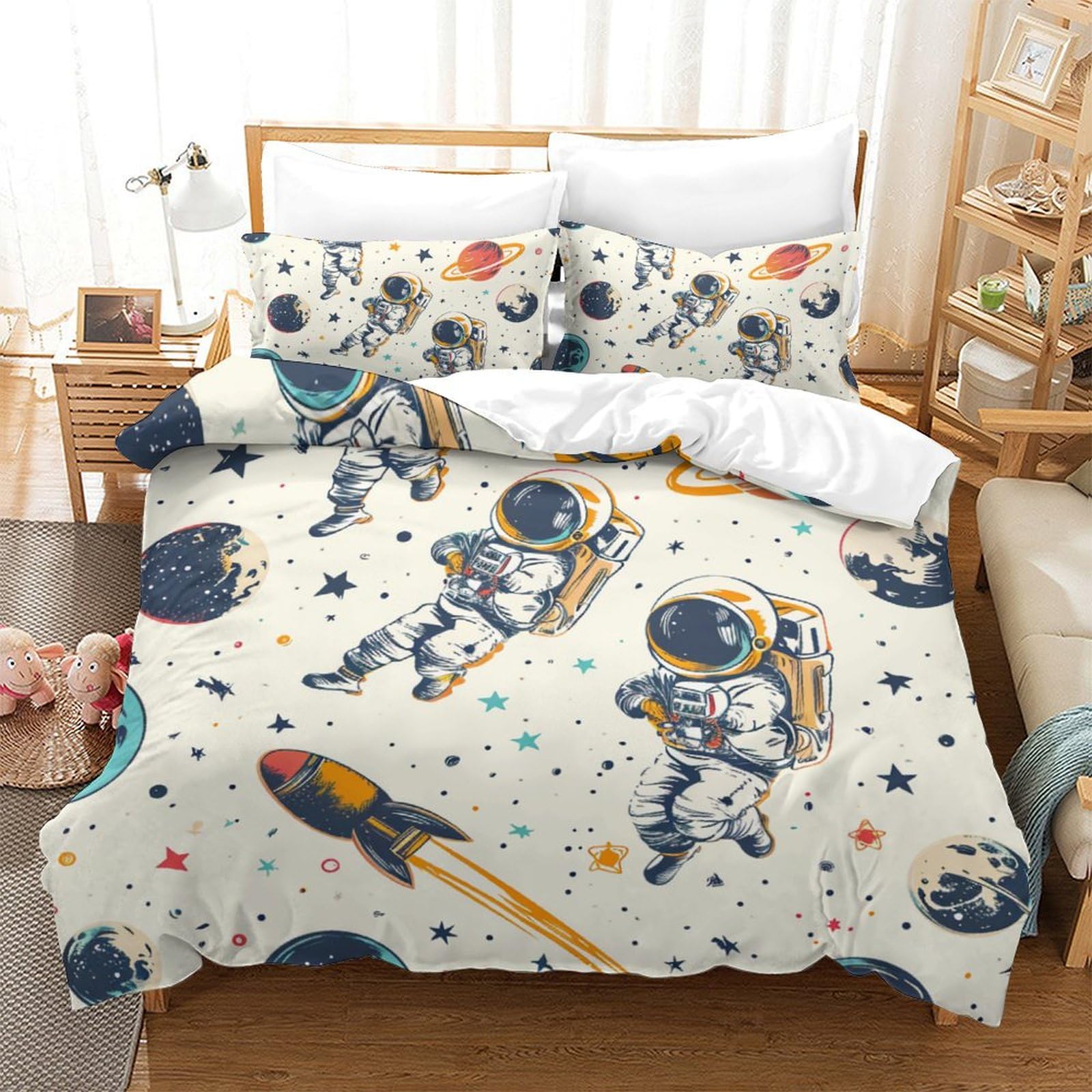 Housse de couette astronaute 3D king size microfibre pour transformer la chambre des enfants