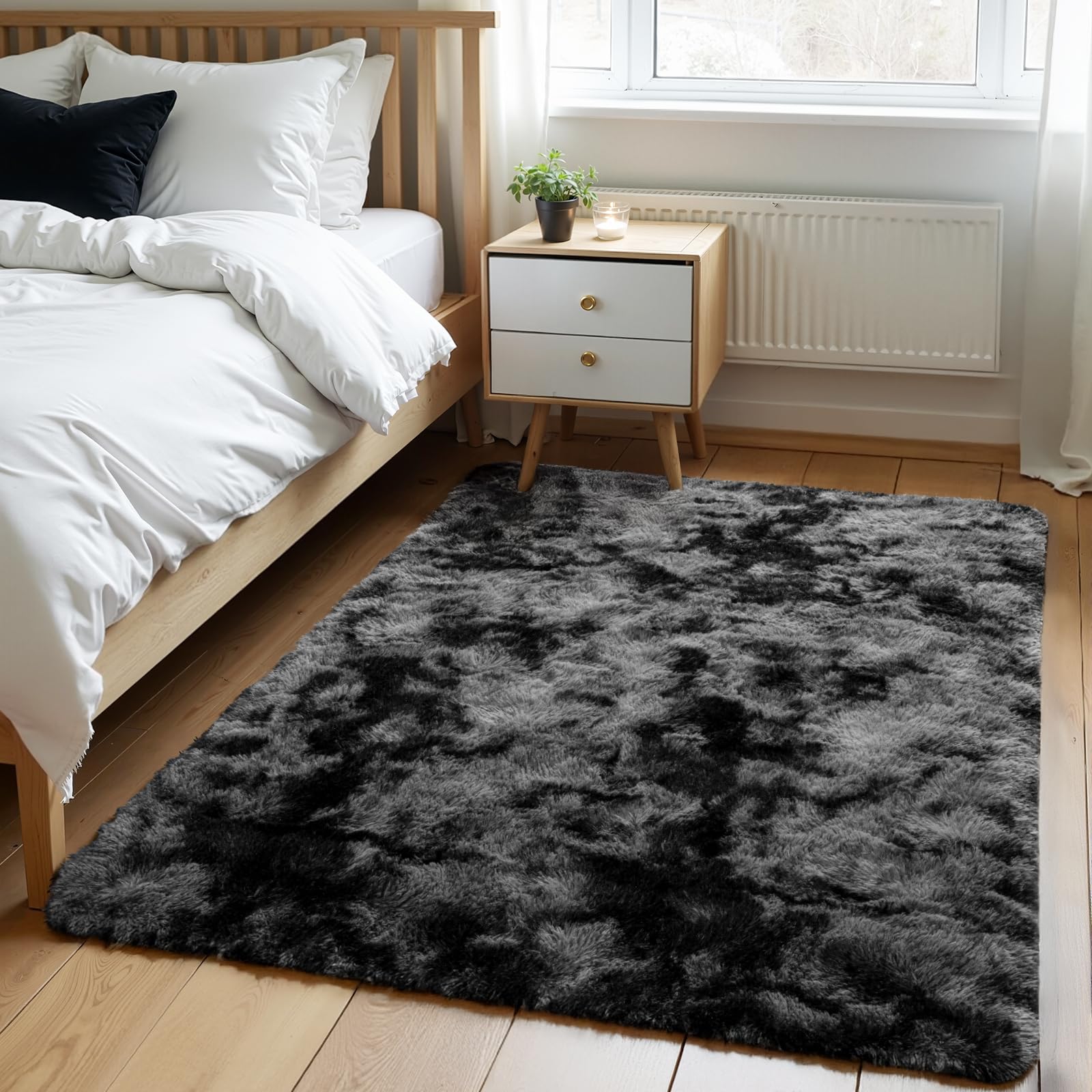 Zentavio Area Rugs for Living Room Small Carpet for Bedroom 3x5 Bedside Washable Soft Fluffy Shag Aesthetic Plush High Pile Throw Rug for Nursery Kids