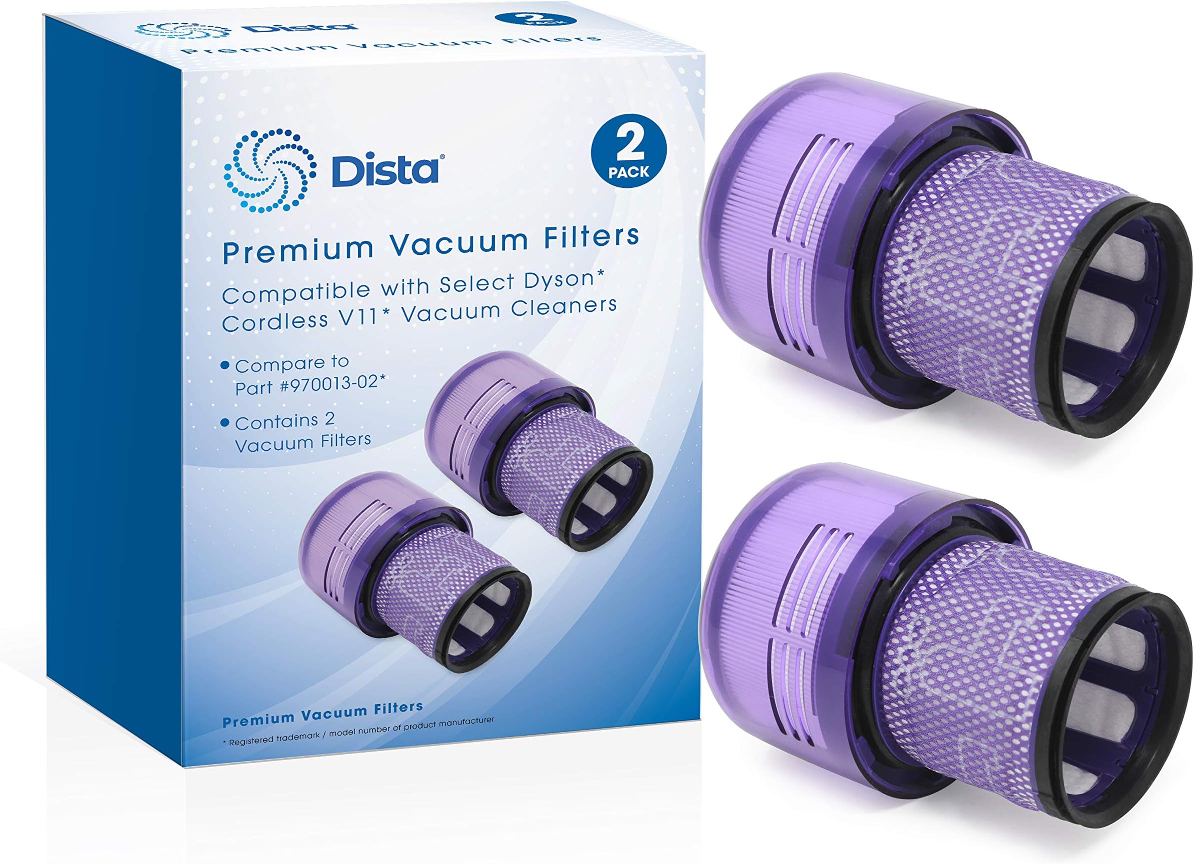 Dista Filter -2 Pack Vacuum Filters Replacement Parts Compatible with Dyson V11 Torque Drive V11 Animal V11 Complete V11 Extra V15 Detect V15s Detect Submarine Vacuums, Compare to Part 970013-02