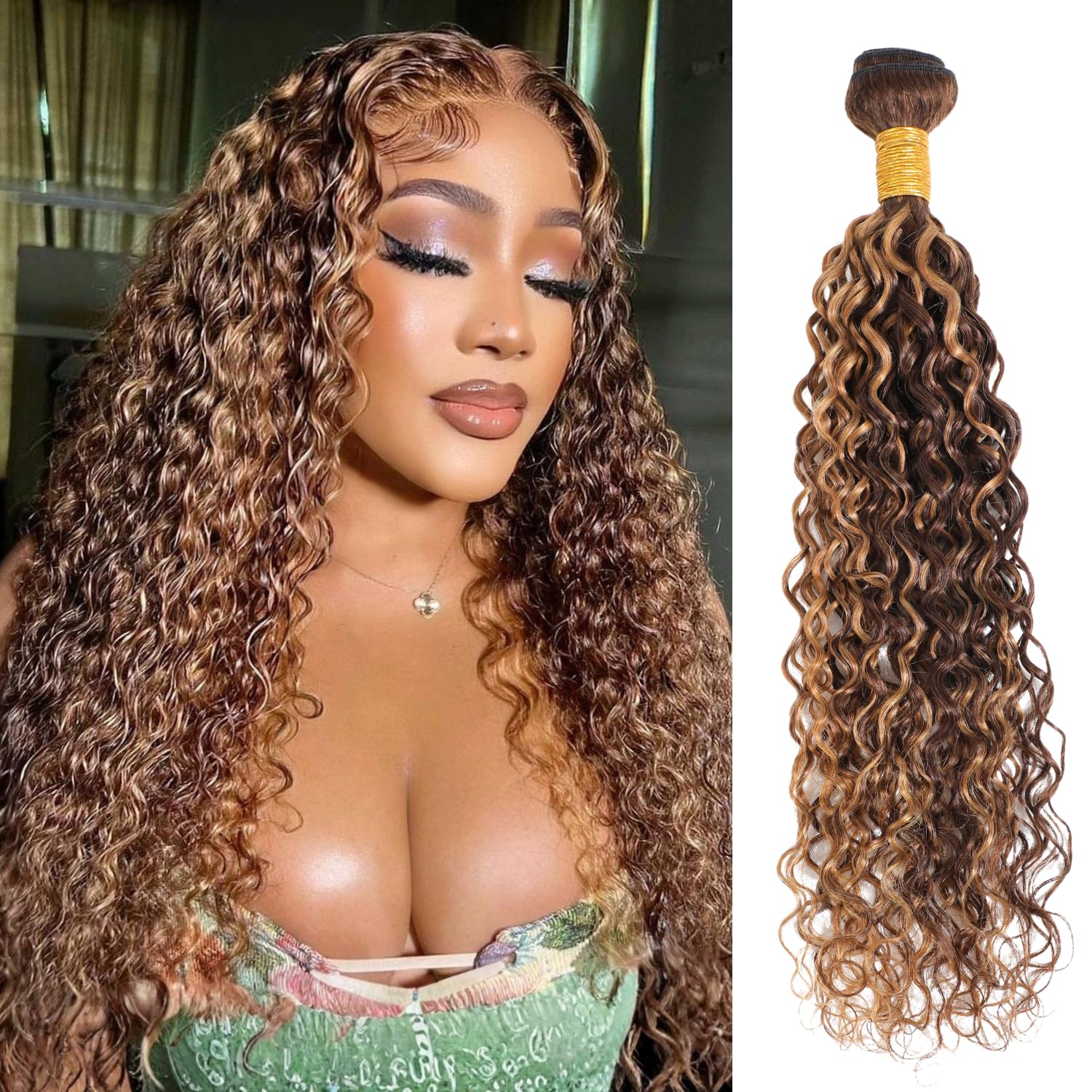 NWT Sepia he Alora heat friendly long wavy curls color 1B Wavy Hair Extensions Online | SEA Sumatra Wave | Indique main image 3