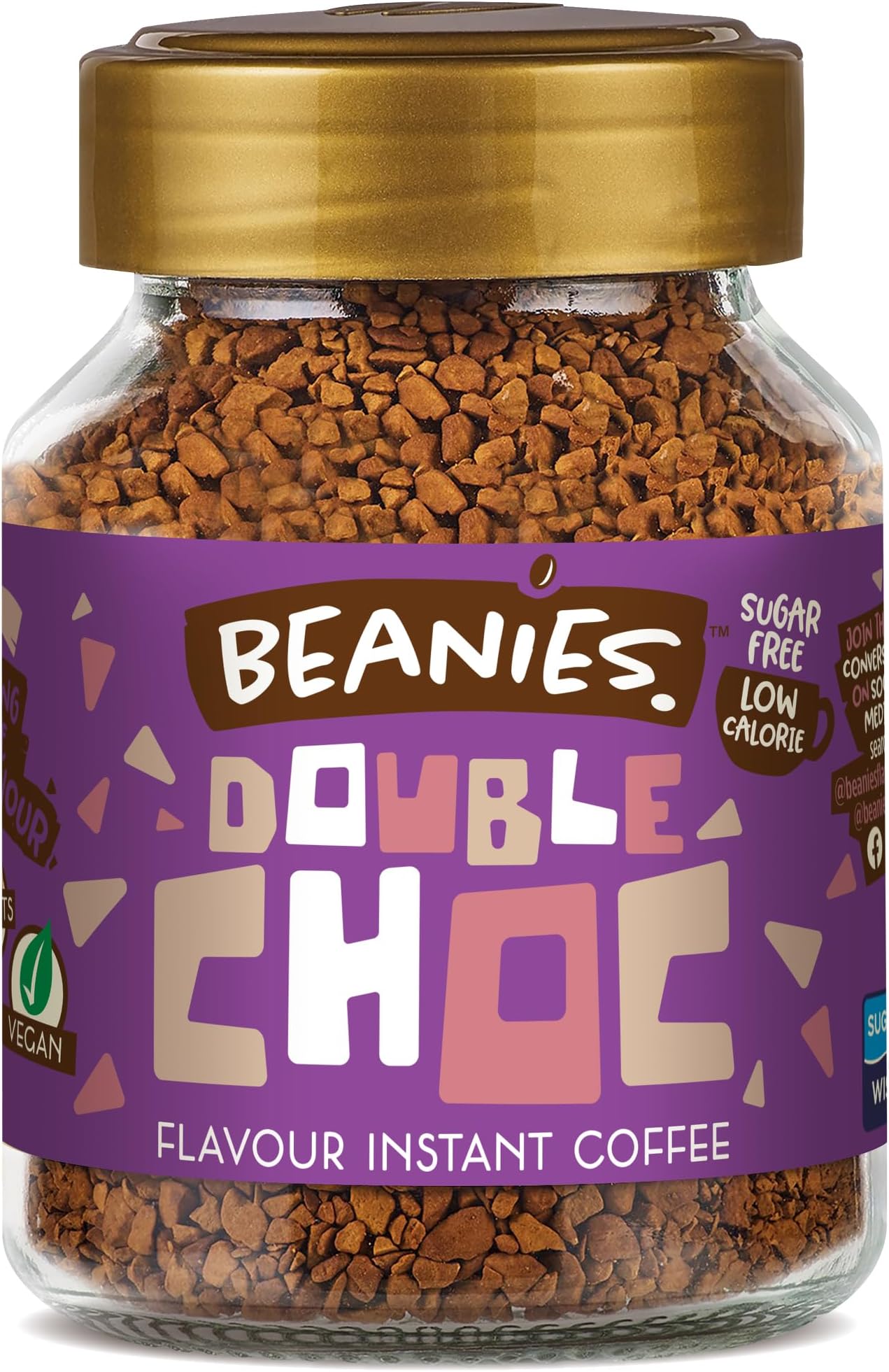 Beanies Flavour Instant Coffee - Double Chocolate Instant Flavored Coffee, 6 x 50g Jar