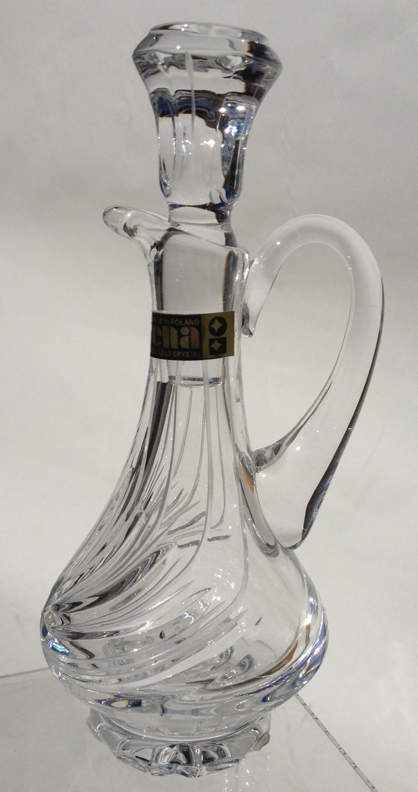 Hand Cut 24% Lead Crystal Oil Vinegar Table Pourer with Handle