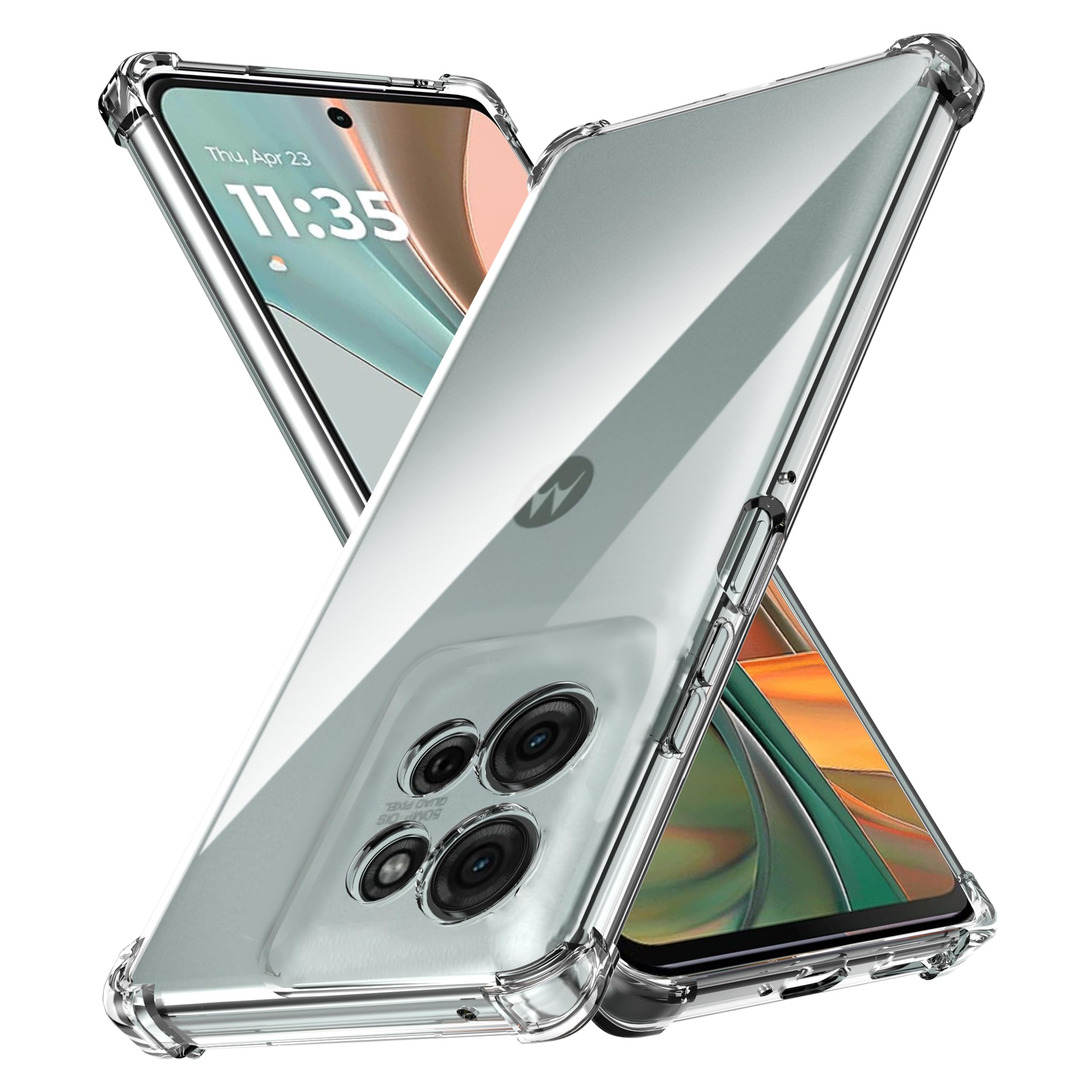 AnoowkoaCase for Moto G75 5G Protective Camera Anti-Shock Transparent with Corner Bumper Cushion, Flexible Soft TPU Silicone Case Slim Anti-Shock Case Cover