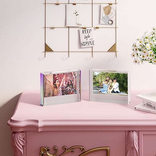 Miniatura 6 de WINKINE Marco de fotos de acrílico para película Instax ancha y 2 mini películas de 2 x 3, 4.252 in x 3.386 in, mini marco Polaroid para cámaras de