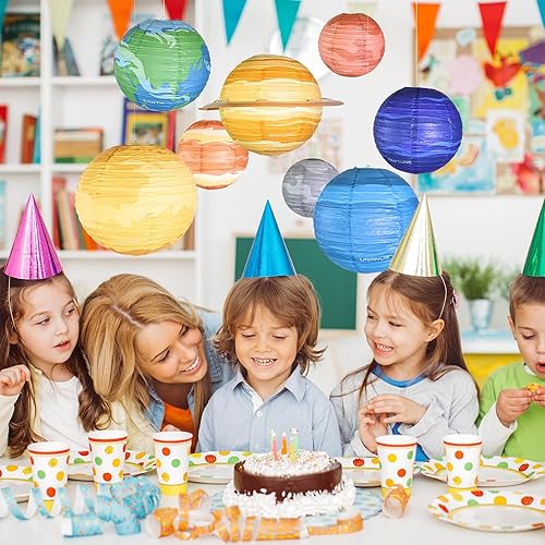 Miniatura 7 de Linternas de papel, linternas de papel espaciales, planetas, decoración de planetas, planetas colgantes de 12 pulgadas, adecuadas para fiestas