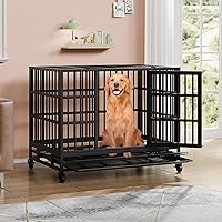 Vista 2 de Vongrasig Jaula de perro indestructible resistente de 48/38 pulgadas, doble puerta, a prueba de escape, jaula de metal mejorada, jaula extra grande