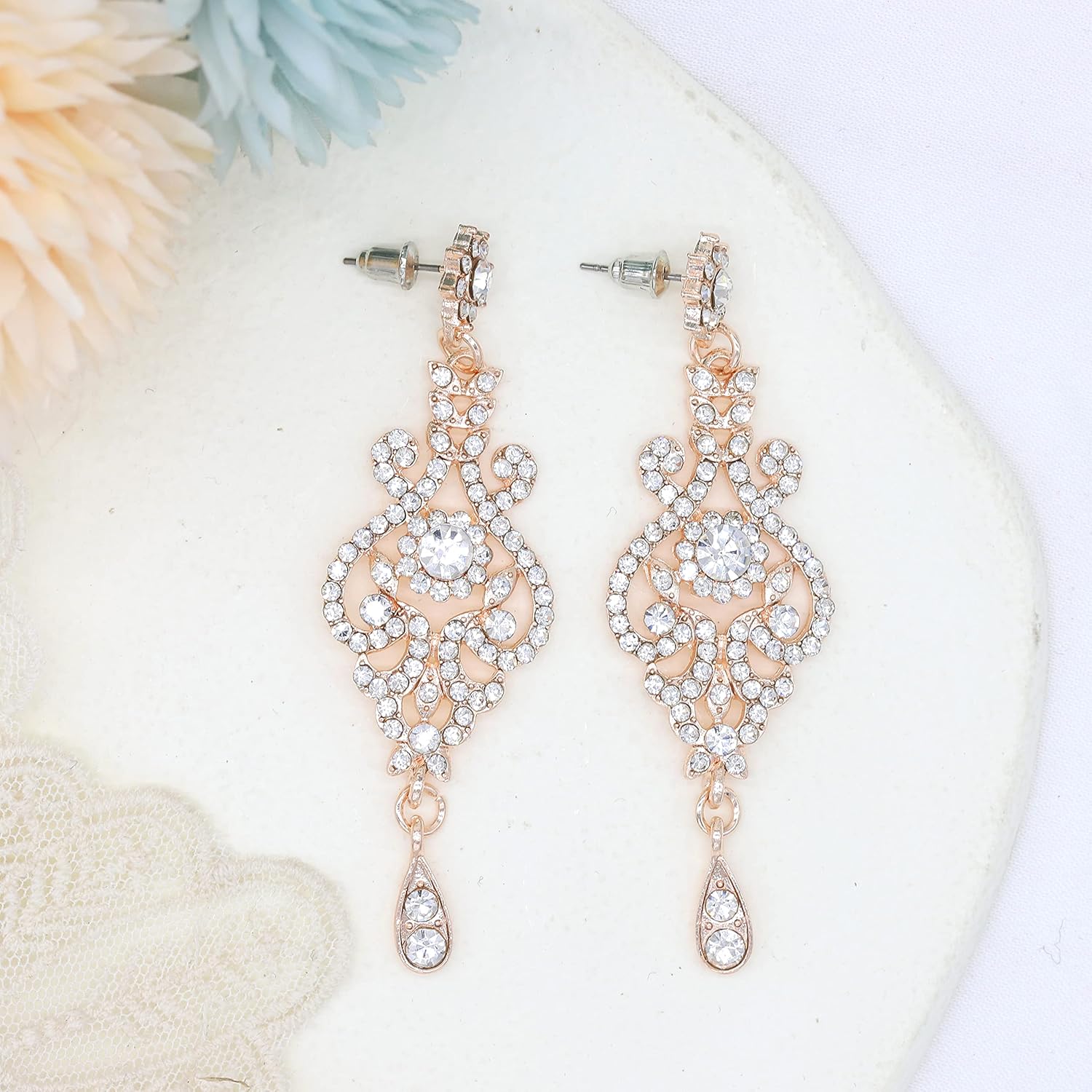 Miniatura 5 de Oriamour Juego de joyas de boda collar de novia aretes de diamantes de imitación Diamante de imitación Diamantes de imitación