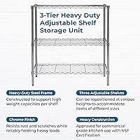 Vista 4 de Honey-Can-Do Estantería ajustable resistente de 3 niveles con capacidad de 200 libras, Estantería de acero cromado SHF-09367, Estanterías
