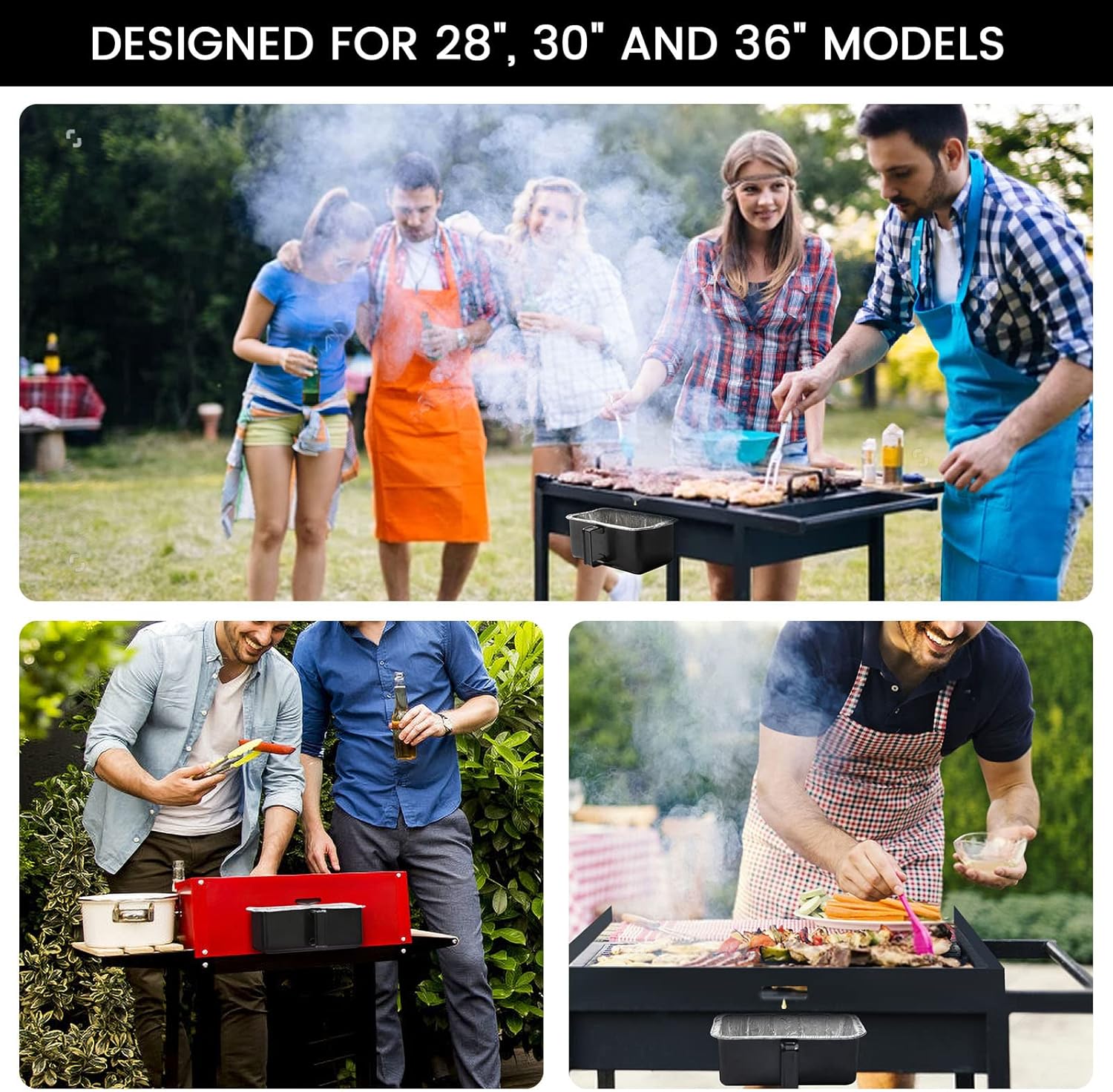 Replacement Drip Pan & Grease Catcher Compatible with Blackstone Griddle Accepts Blackstone Grease Cup Liners Universal Fit All 28, 30 & 36 inch Blackstone Grease Pan & Blackstone Grease Liners & Cups