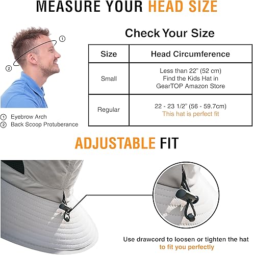 Miniatura 5 de GearTOP Fishing Hats for Men and Women Sun Protection, Camping Hat Bucket Hat with Strings