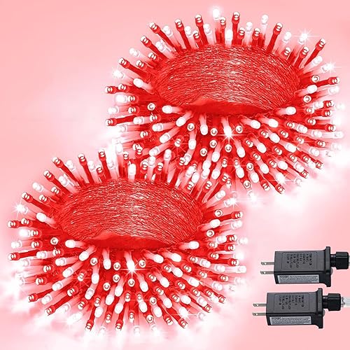 Miniatura 9 de JMEXSUSS Paquete de 2 100 luces LED naranjas de Halloween, 33 pies conectables de luces naranjas para Halloween con 8 modos, cadena de luces de