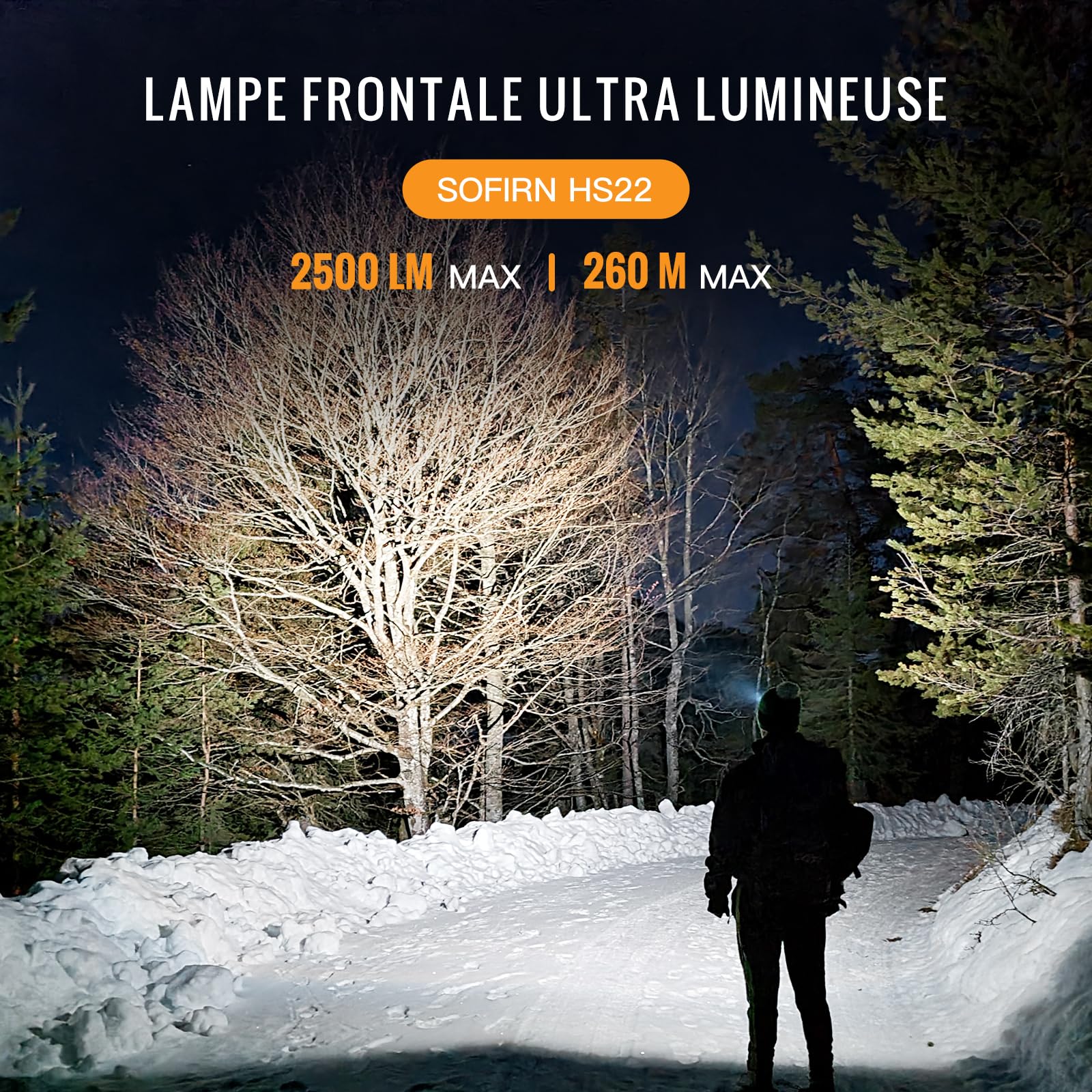 Sofirn Lampe frontale HS22 LED rechargeable 2500 lumens, projecteur, température de couleur ajustable, longue durée de vie, phare étanche pour adultes, travail, camping