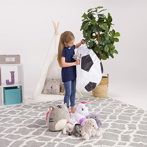 Miniatura 135 de Posh Funda de Silla Puf Rellenable para Almacenamiento de Animales de Peluche para Niños - Organizador de Juguetes Infantiles, Grande-38 - Lona