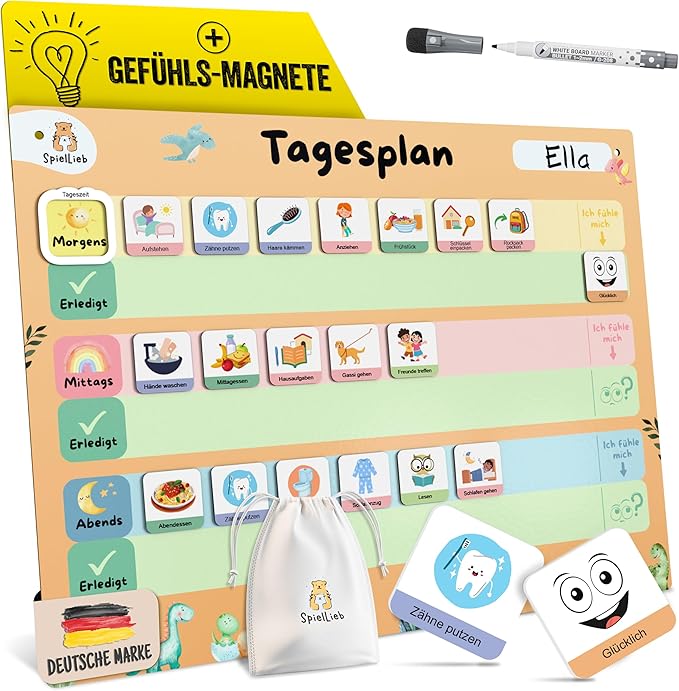 4-teilige Abwischbare Checklisten - Kinder Routine Planer