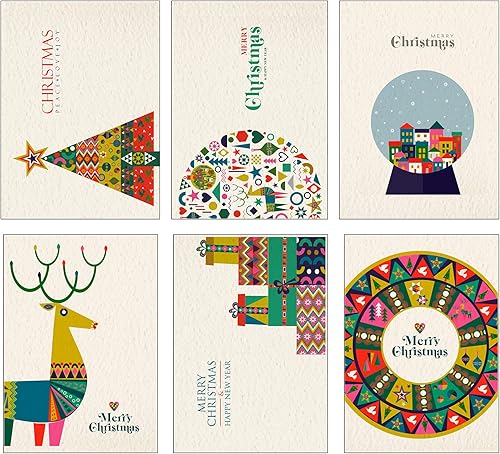 Miniatura 6 de 24 tarjetas navideñas recicladas ecológicas con sobres (animales lindos)