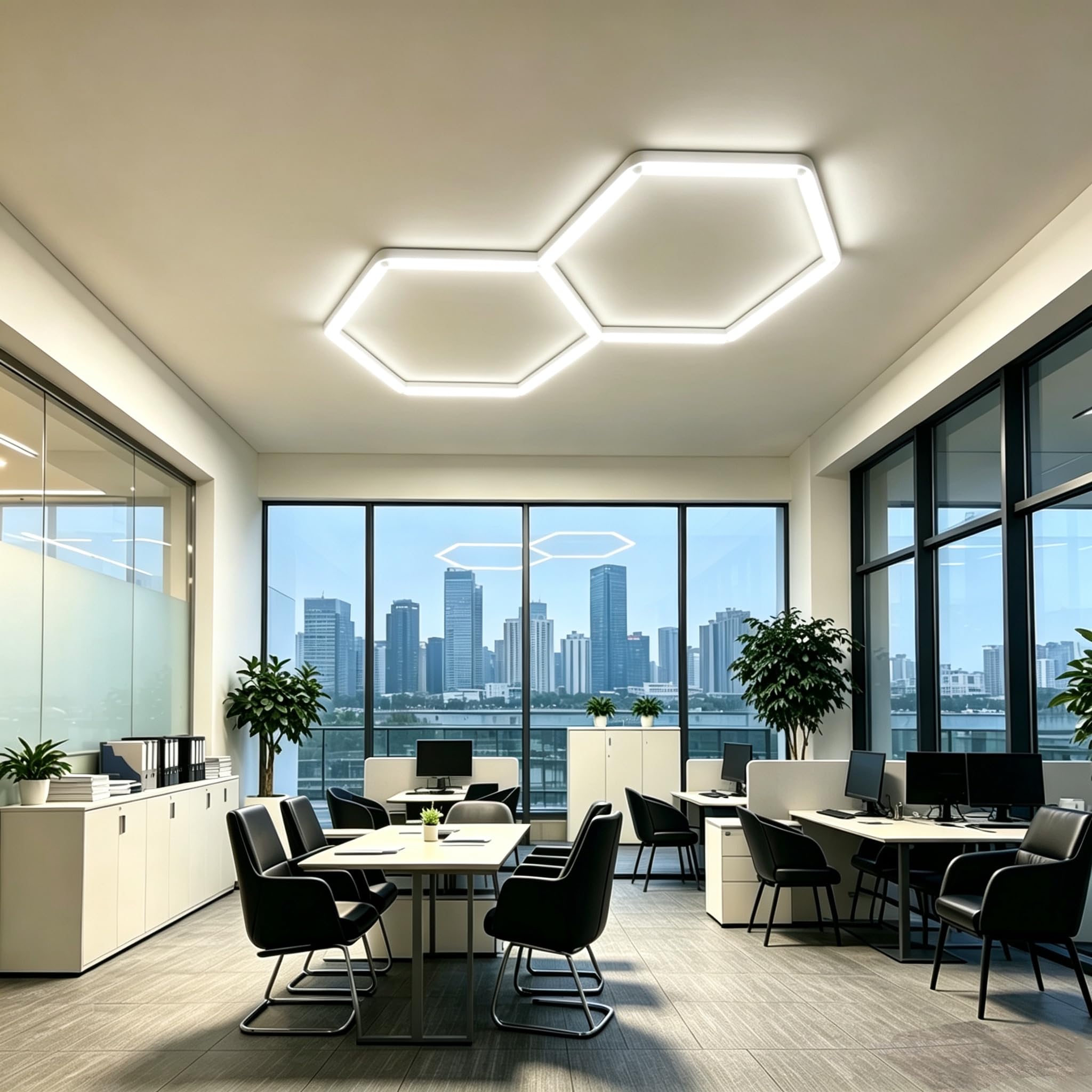 TYXQFKDM Hexagon Garage Light: Higher Brightness Lumens LED Honeycomb Ceiling Light, 520W 6500K,Lighting for Garage, Werkstatt, Lager, Autogarage (2-Hole)