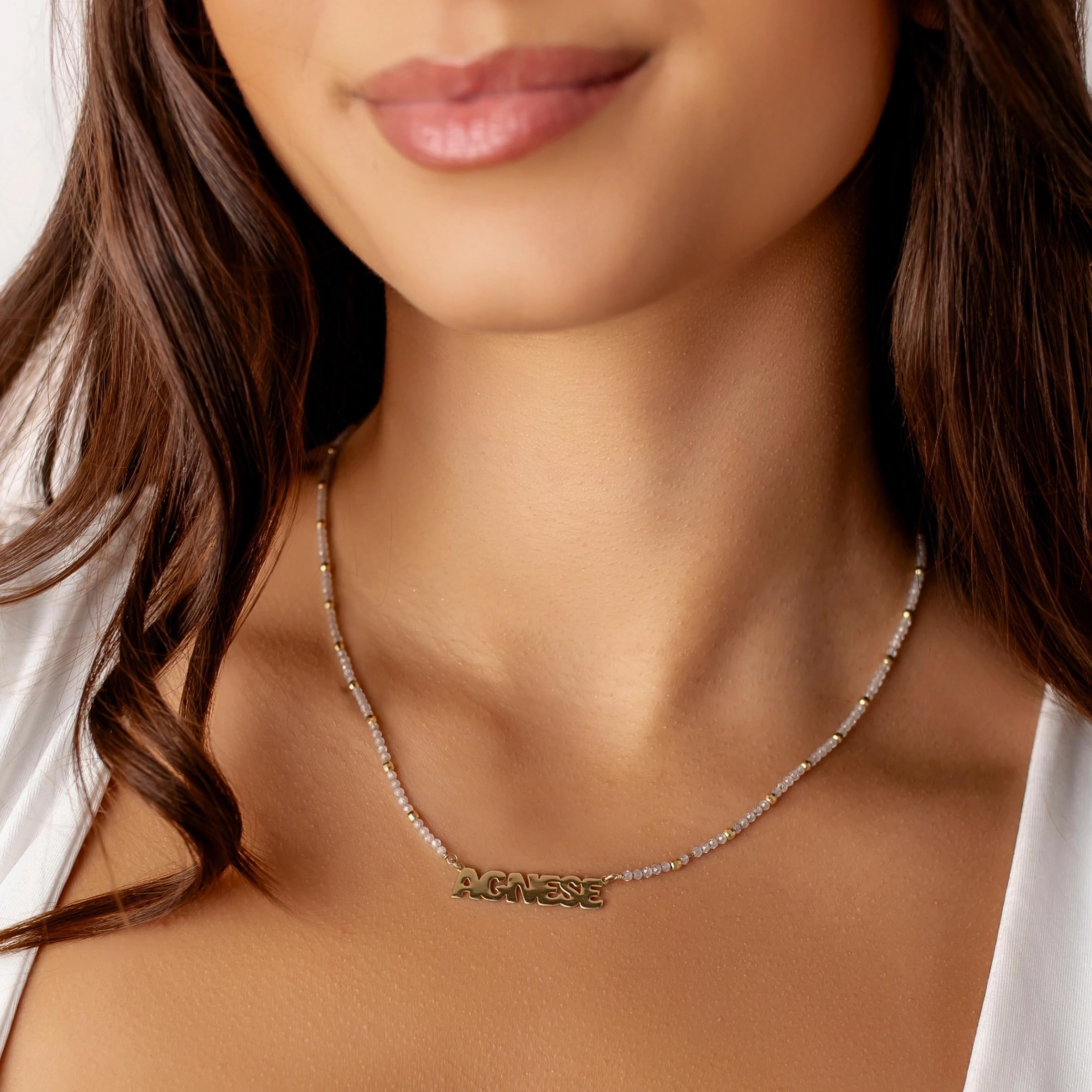 Sakrami Collana Nome Personalizzato Zirconi Colorati Argento 925 Dorato con Sferette Diamantate + Scatola con Dedica Incisa – Idea Regalo Compleanno Comunione Laurea Donna Ragazza