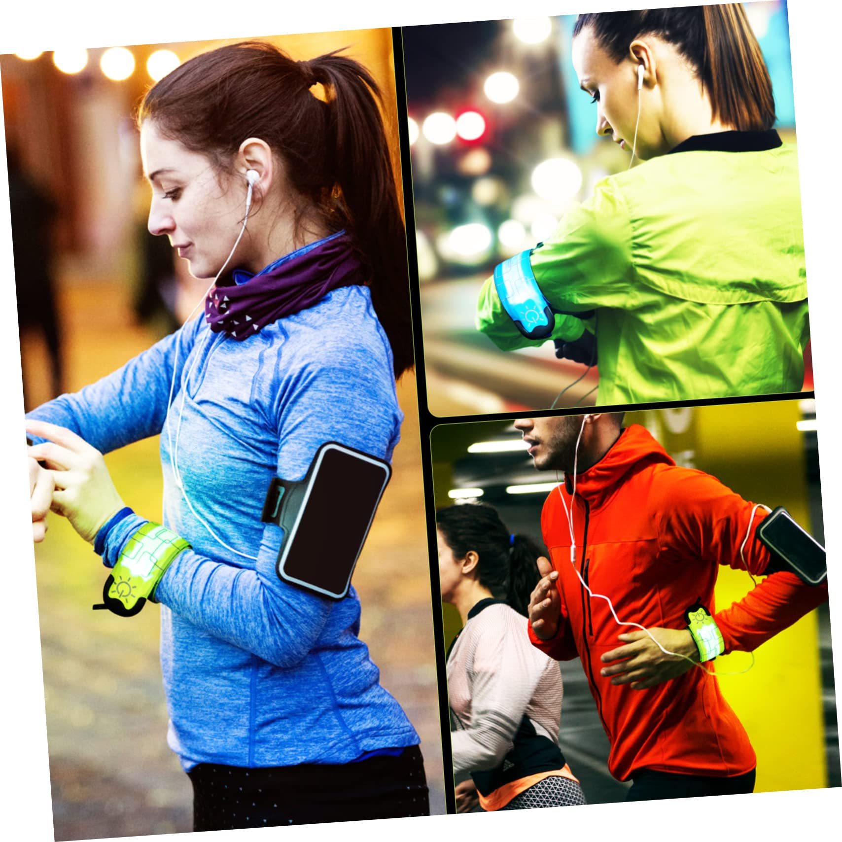 Abaodam 4piezas Papa Pulsera Led Luminosa Brazaletes Led Recargables por USB Reflectantes para Correr para Entrenamientos