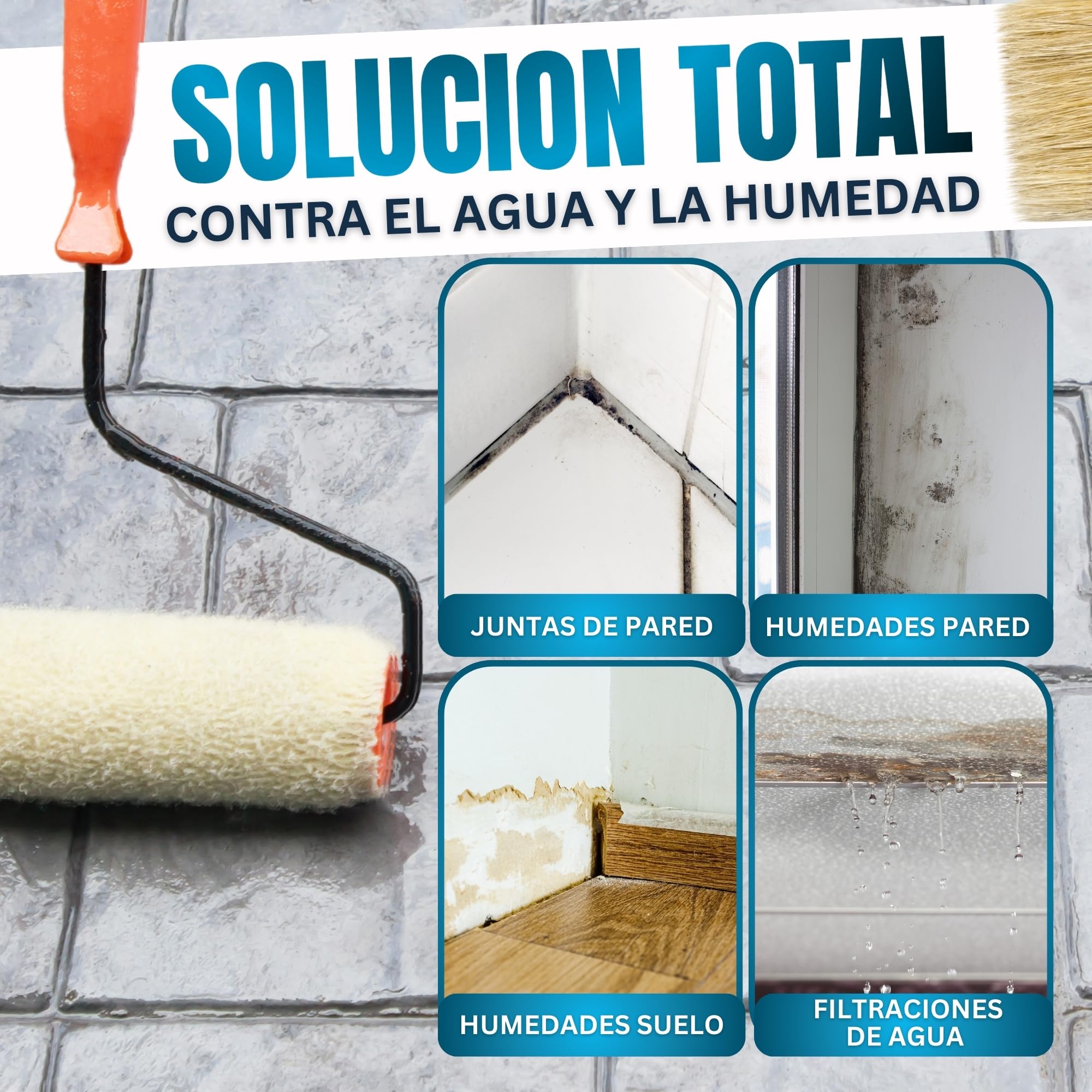[2kg + Brocha]Impermeabilizante Transparente con Poliuretano, Sellador Impermeable Transparente de Alto Impacto, Revestimiento Impermeable Definitivo Ideales para Techos, Terrazas Interior y Exterior