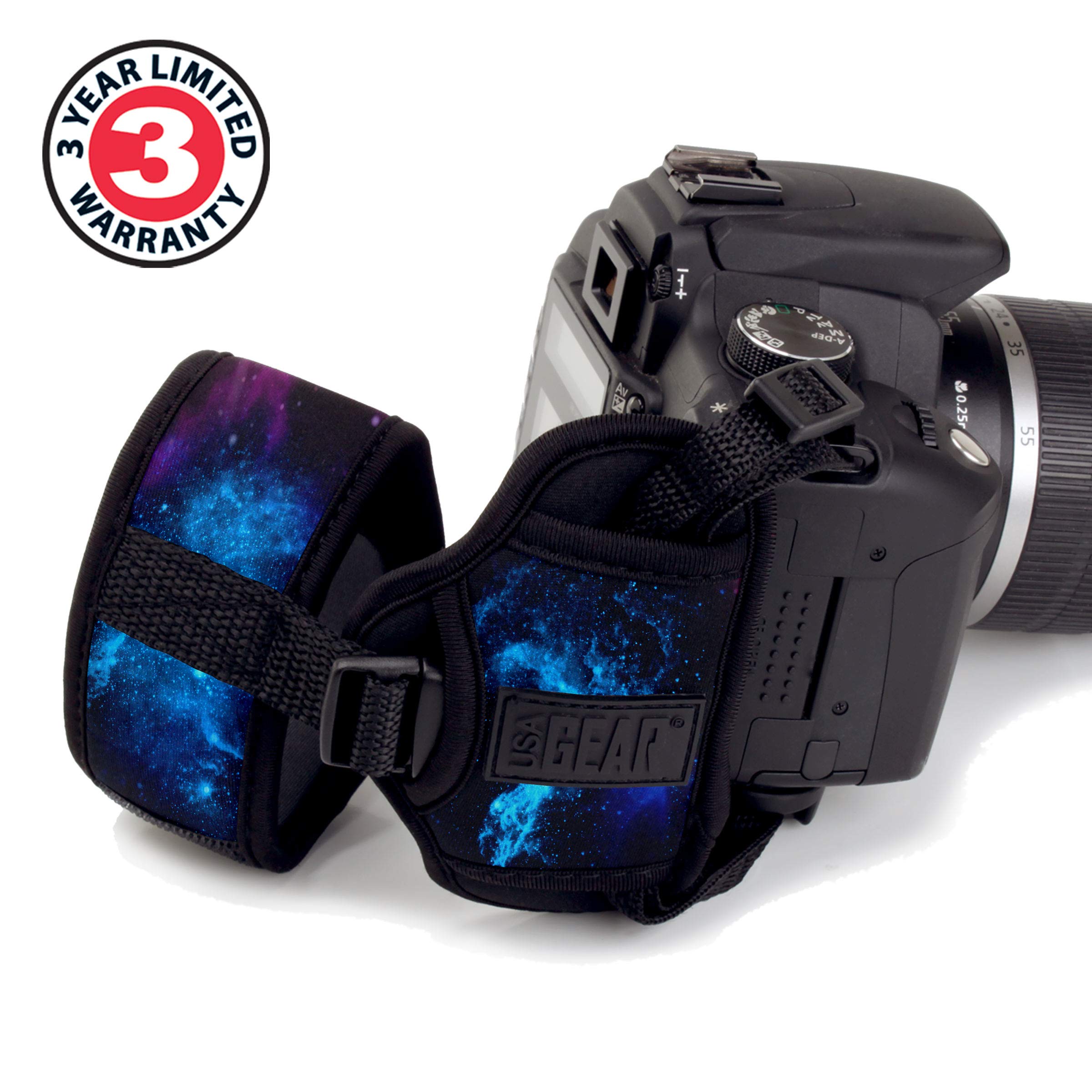 USA Gear Cinghia della Mano Imbottito Polso e Grip per Fotocamere SLR/DSLR Funziona con Canon EOS 1300D, 100D / Nikon D3300 / Pentax, Pansonic e altri