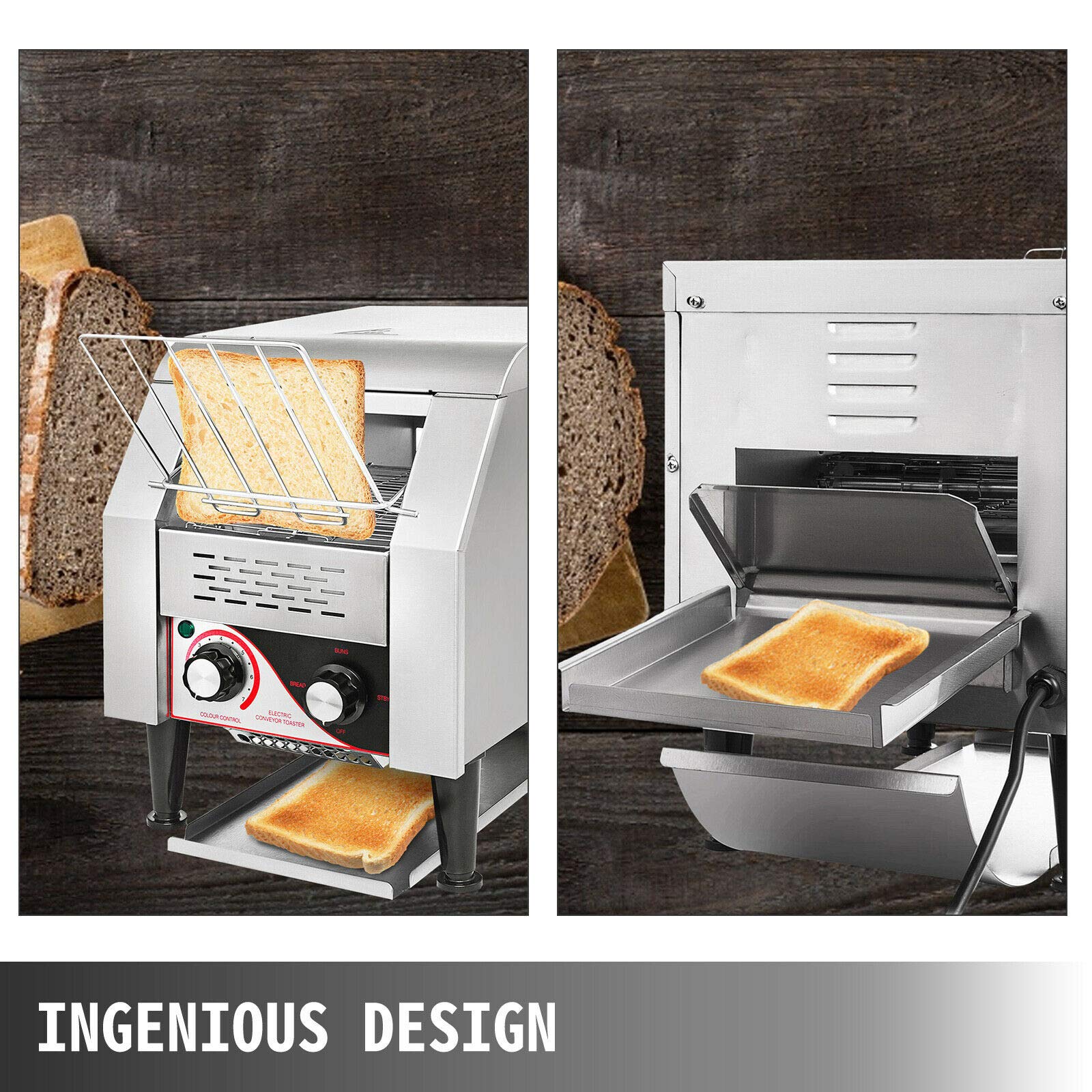 VEVOR Commercial Conveyor Toaster, 150 Slices / Hour, 1340W Stainless