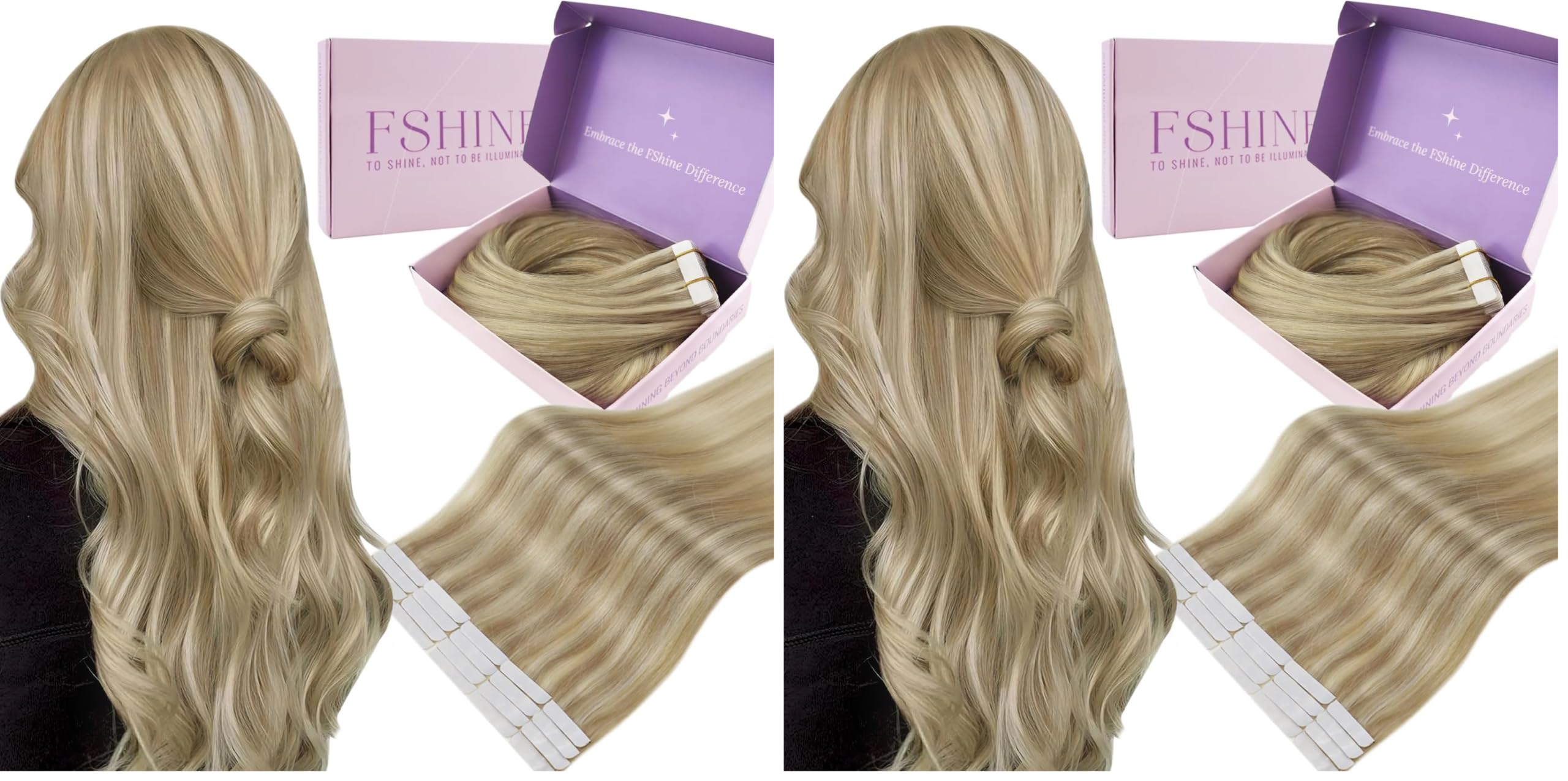 Fshine Extensiones Adhesivas Pelo Natural 20 Pulgadas 50g Cabello Humano Marrón Claro Balayage Rubio Y Marrón Claro Cinta 20Pcs Liso Color 6 60 6 — view 47