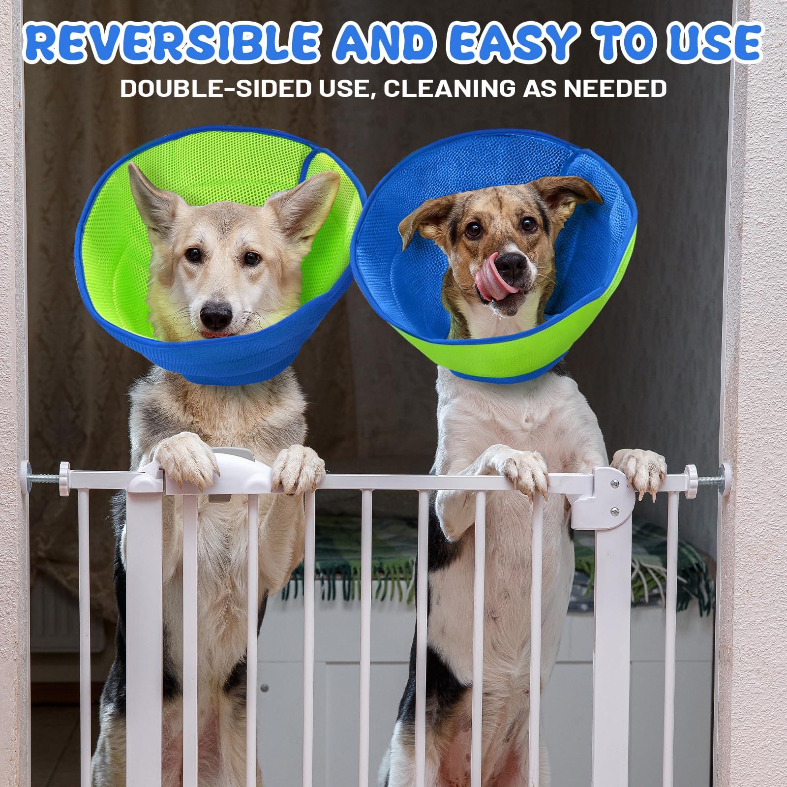 Collarín para perro suave, talla L, cuello isabelino para perros, ajustable y transpirable, protección contra fugas para perros grandes
