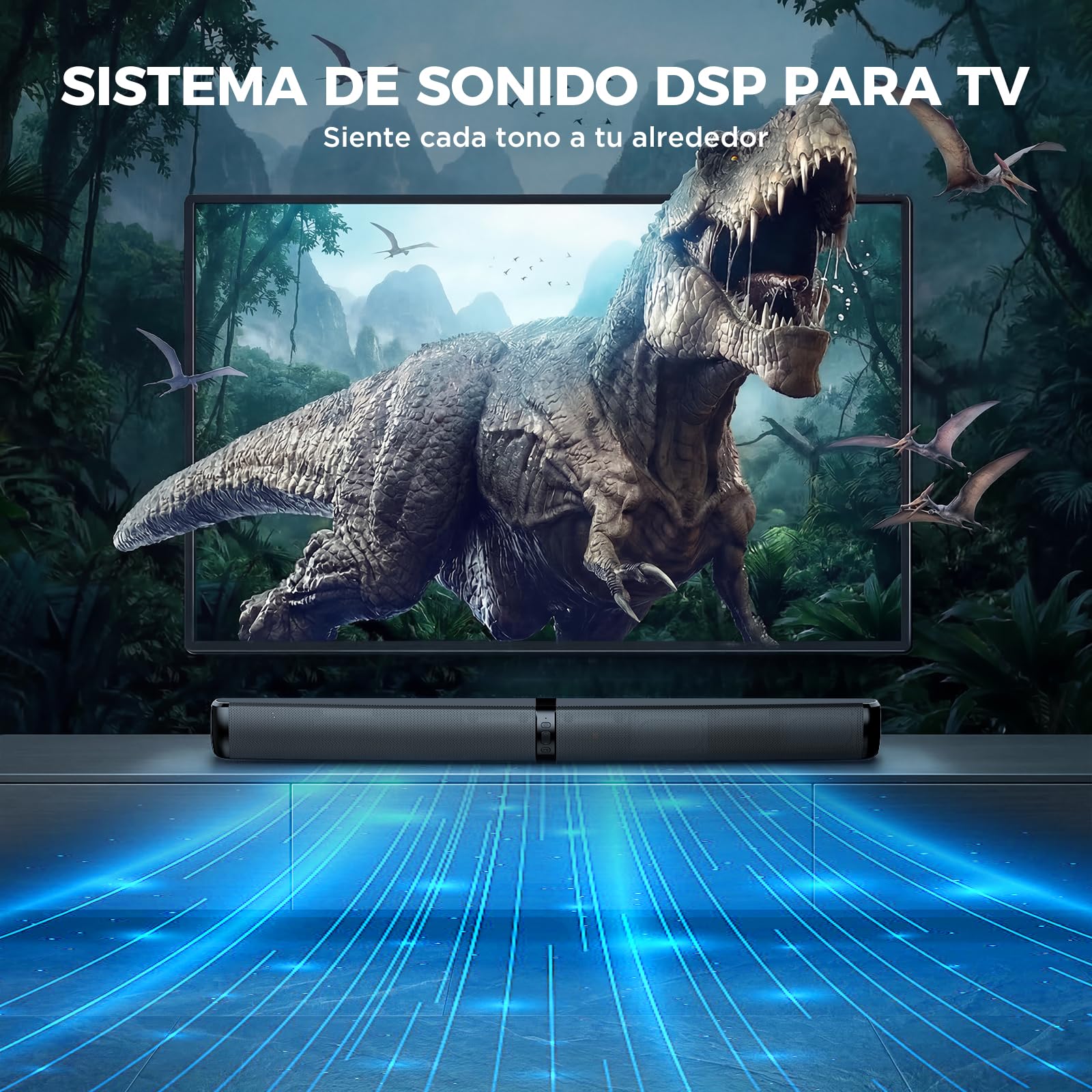 GarageRock Barra de Sonido TV, 2026 Upgrade 90W Soundbar, 2-en-1 Desmontable Barra Sonido, Bluetooth 5.3 Altavoz para TV con ARC/Opt/AUX Conexiones, Home Cinema para TV/PC/Proyectores/Regalo, 1 Pcs
