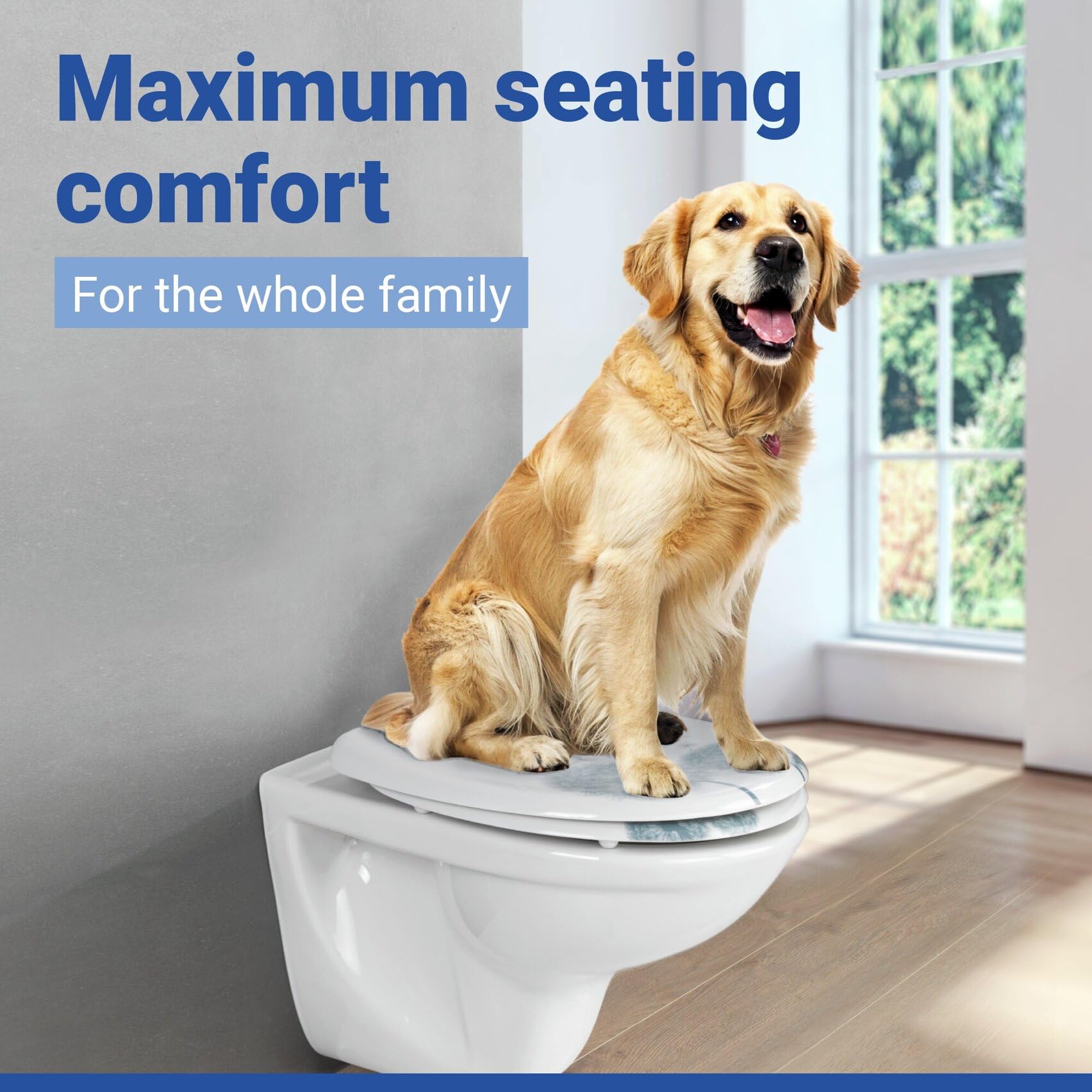 WENKO Tapa de WC Astera - antibacteriano, dispositivo automático de descenso, sujeción higiénica Fix-Clip, Duroplast, 38 x 45 cm, Multicolor