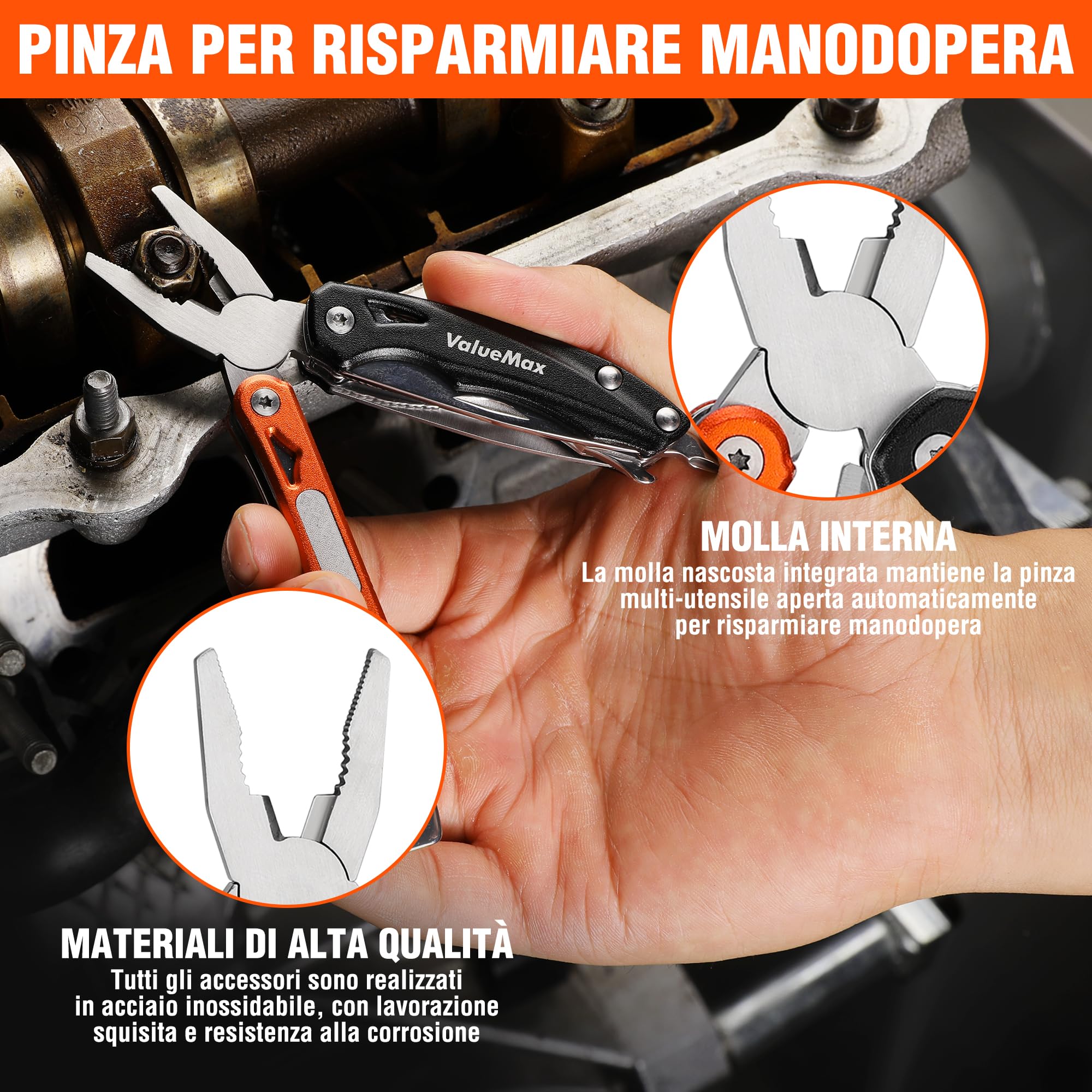 ValueMax Pinza Multifunzione 9 in 1, Strumento Multiuso per Campeggio e Riparazione