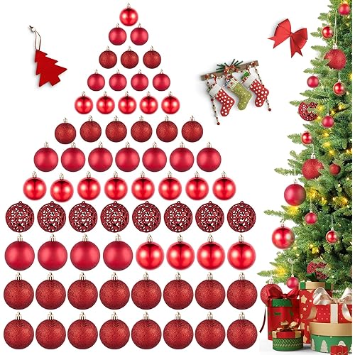 100Pcs Christmas Balls Ornaments for Xmas Christmas Tree - Shatterproof Christmas Tree Decorations Hanging Ball for Holiday Wedding Party Decoration