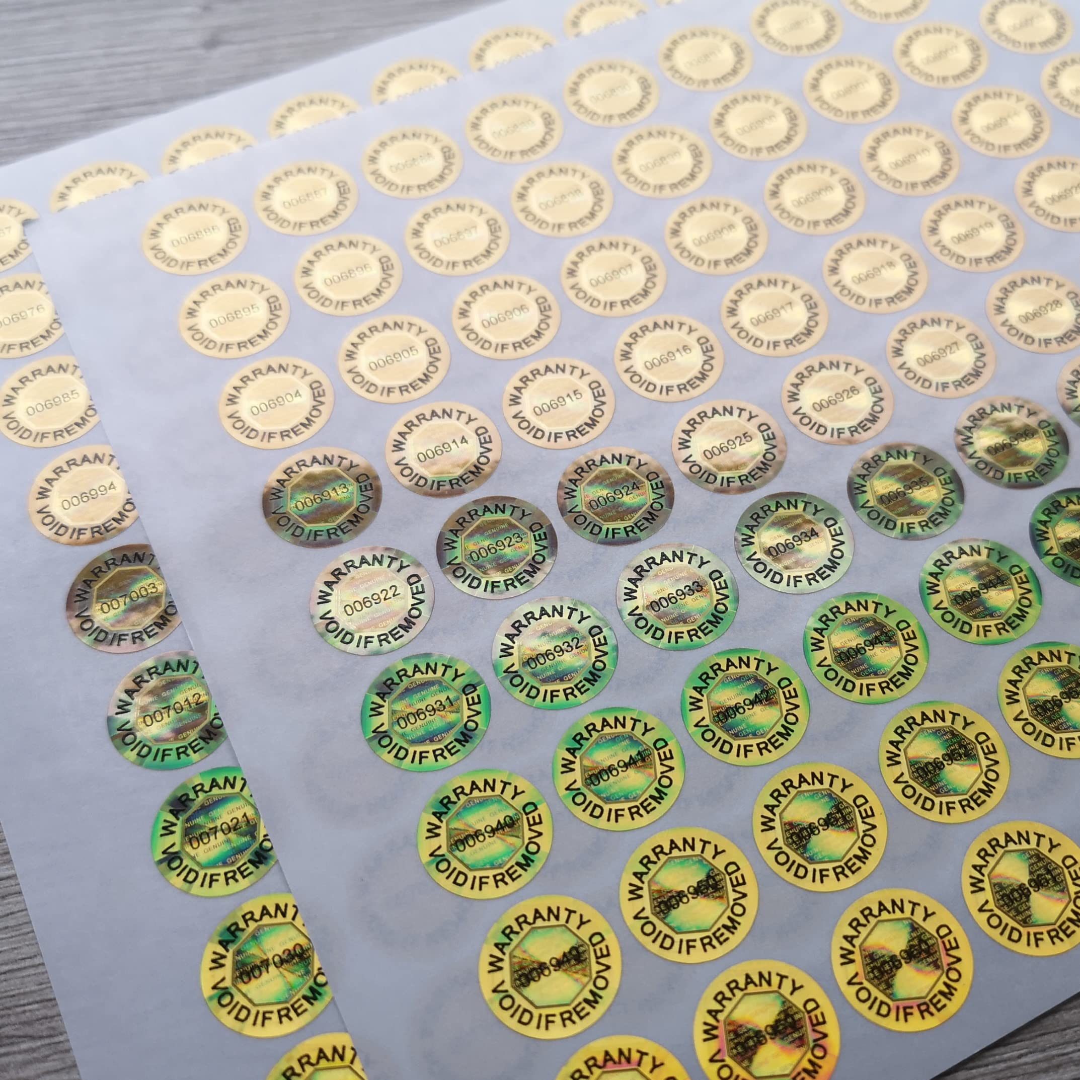 Tamper Proof Stickers 8mm-15mm Choose Pack Size Warranty Void Labels with Genuine Hologram (15mm-810pcs), Gold, 15mm - 810 labels - Image 4