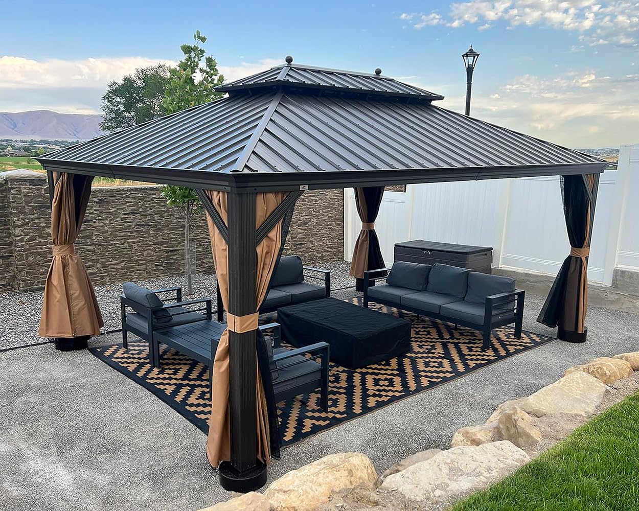 PURPLE LEAF 13' X 17' Outdoor Hardtop Gazebo Patio Wide Aluminum Frame Metal