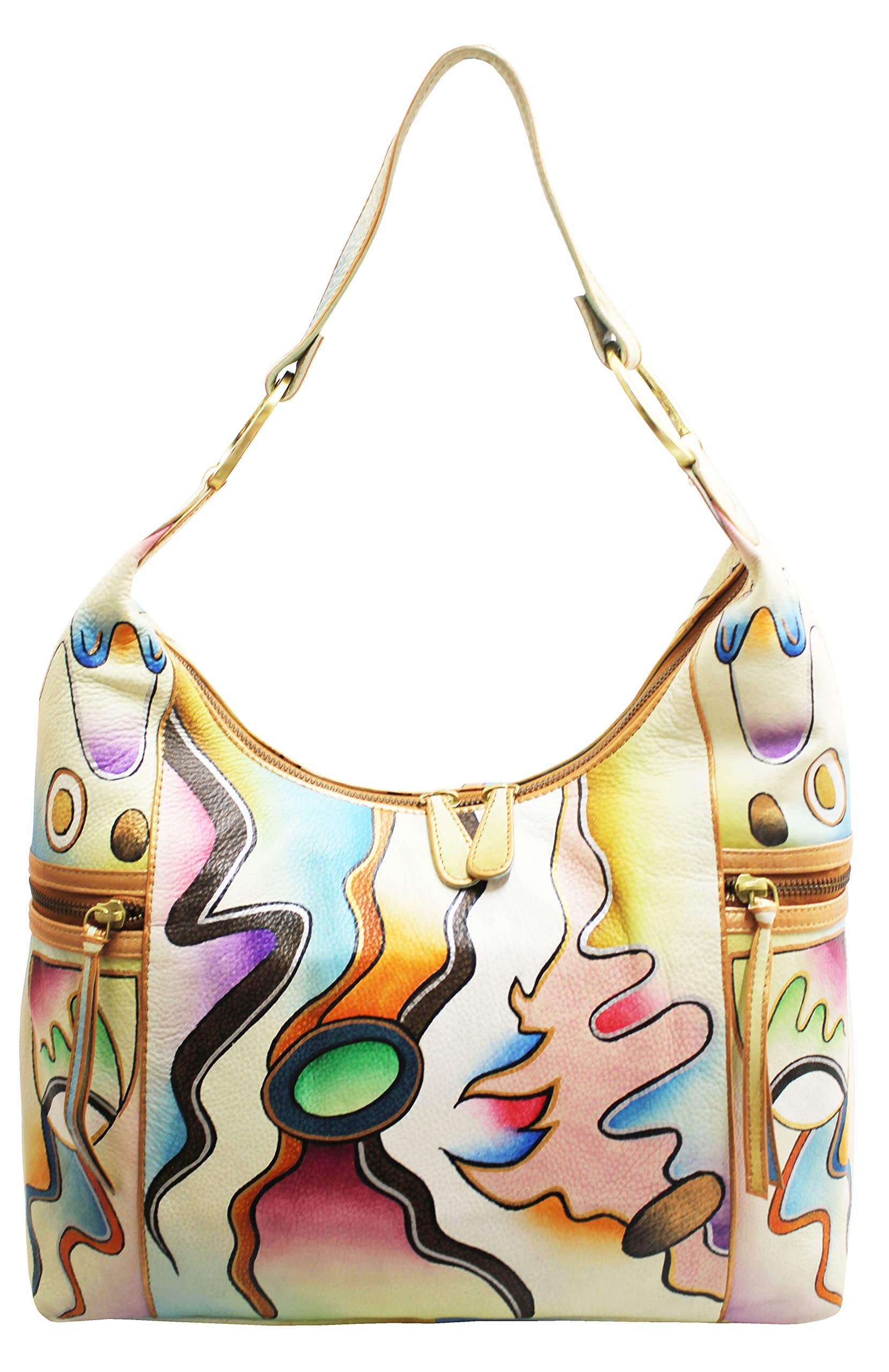 Magnifique Blissfull Leather Hand Painted Hobo Handbag