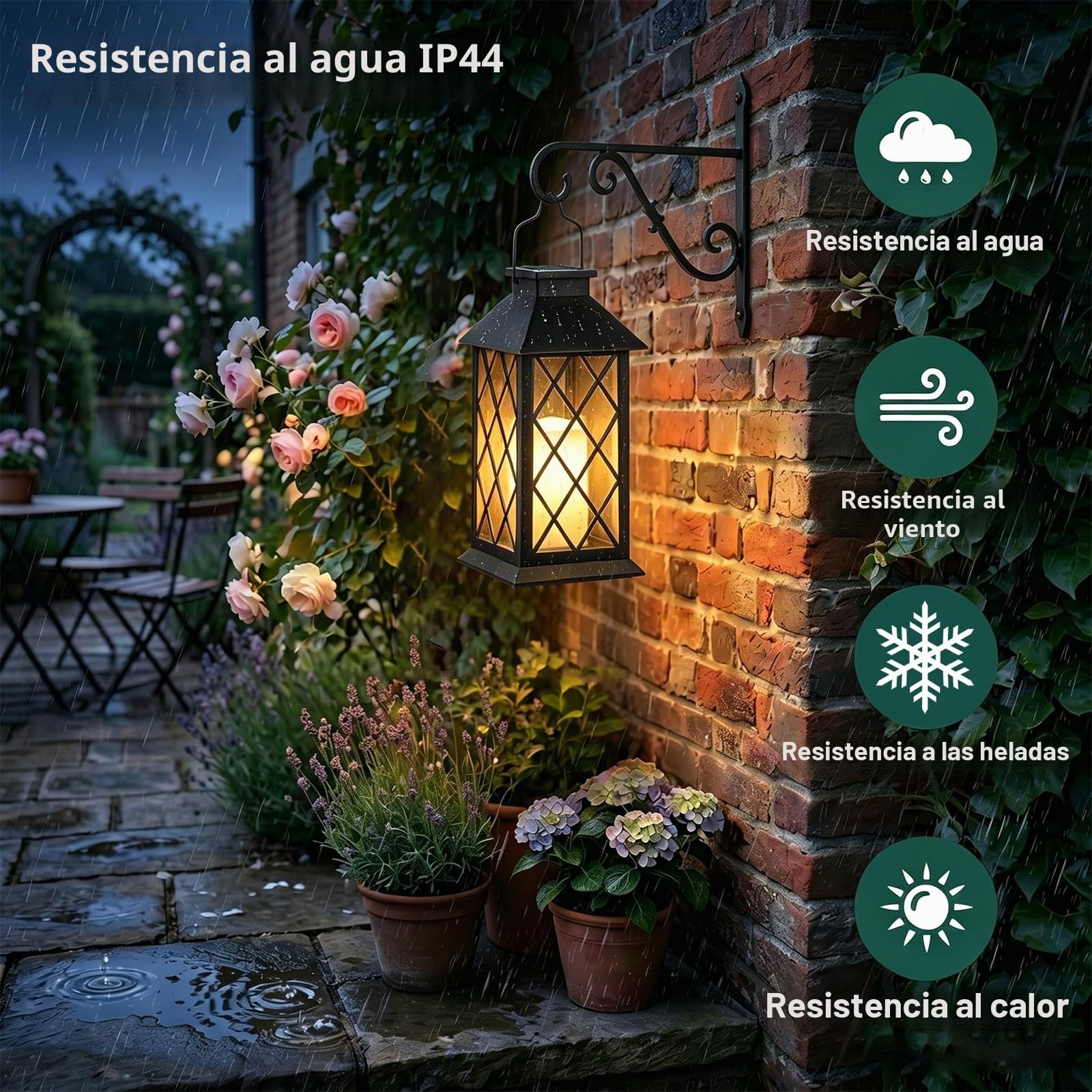 Yowin Farolillos Solares Exterior 2 Piezas 22cm Grande Lampara Jardin con Vela Parpadeante, Vidrio Templado, Farol Solar Impermeable Lintern Exterior Mesa para Adornos Jardin Terraza Balcón - Negro