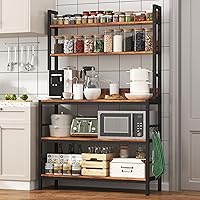 Vista 11 de Estante de Panadería para Cocina con Cestas, Estante de Almacenamiento Independiente de 5 Niveles, Soporte Industrial para Horno Microondas