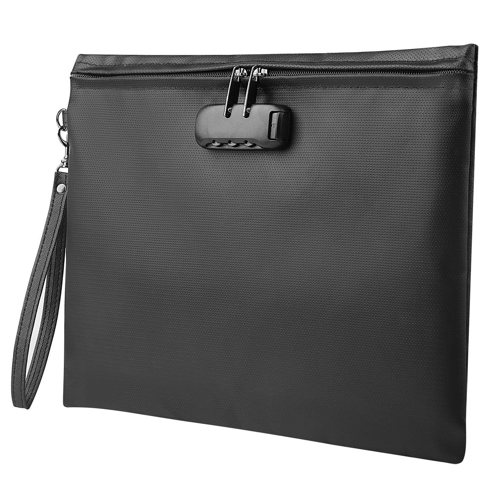 Bolsa de documentos impermeable e ignífuga con cerradura de contraseña, negro, 36 x 26 cm, bolsa de almacenamiento multifuncional, funda de seguridad