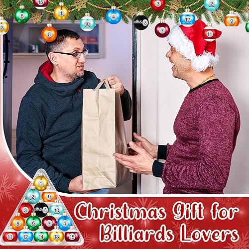 Miniatura 6 de Soulchen 15 Piezas Adornos de Bolas de Billar Navideñas 1.57" Bolas de Billar de Plástico Pequeñas Decoración de Árbol de Navidad a Granel Colección