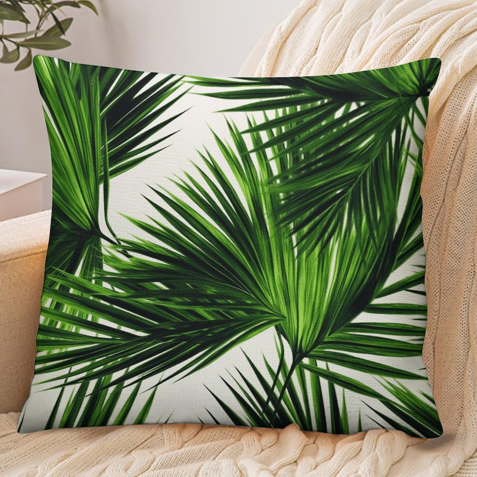 Fekiloot Style Palm Tree Green Leaves Pillowcase Pillow Sham Pillow Case