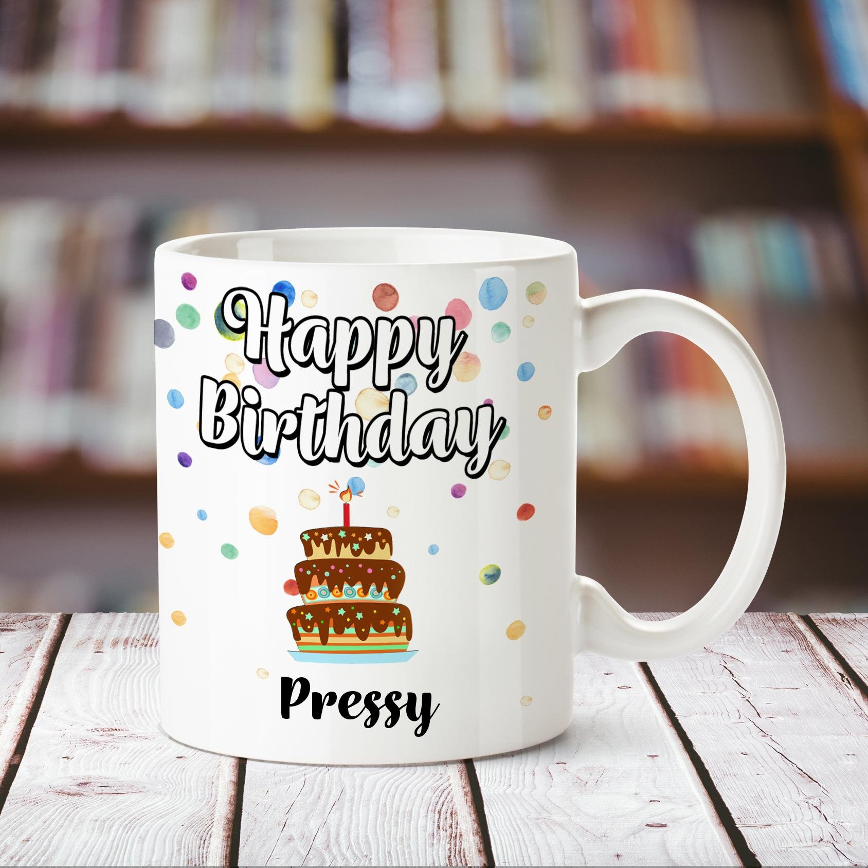 Huppme Happy Birthday Pressy Printed Coffee Mug, 350 ml, White