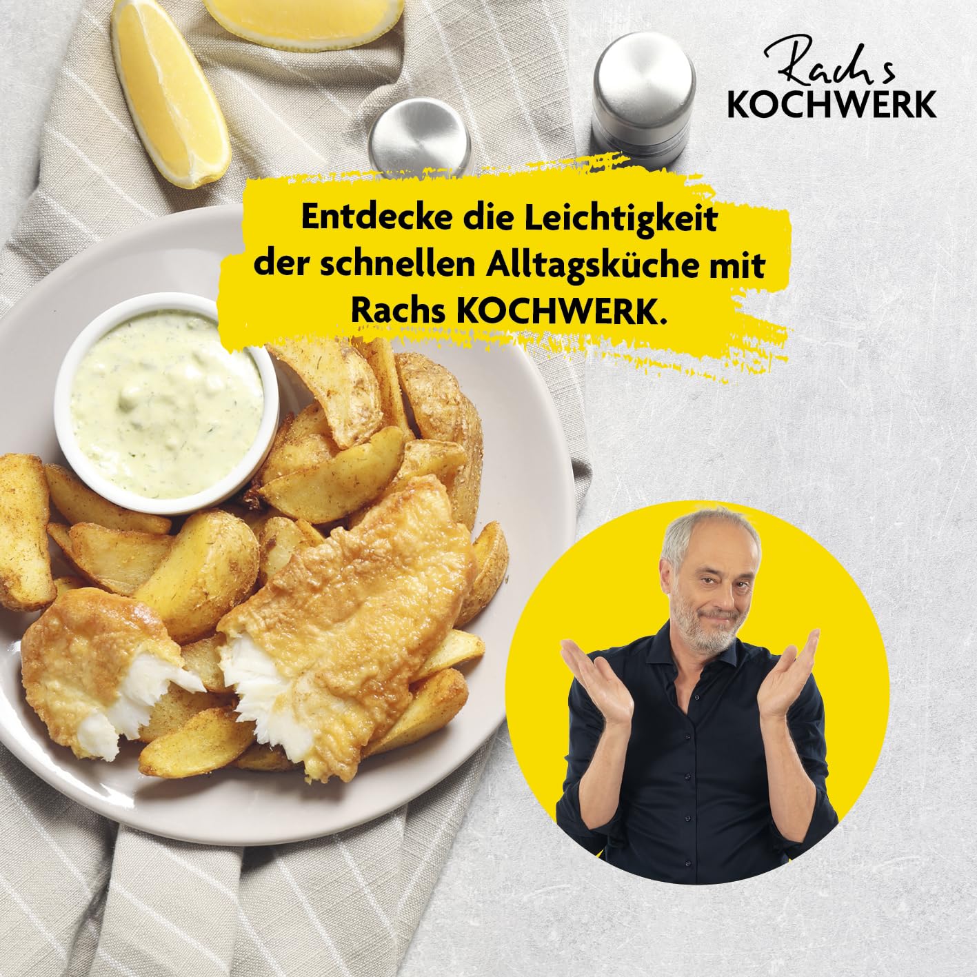 Rachs KOCHWERK Digitale Heißluftfritteuse 4L | Airfryer mit Touchscreen für fettarmes Garen, Grillen oder Backen ohne Öl | Erinnerungsfunktion zum Wenden | Leichte Reinigung | 1400W