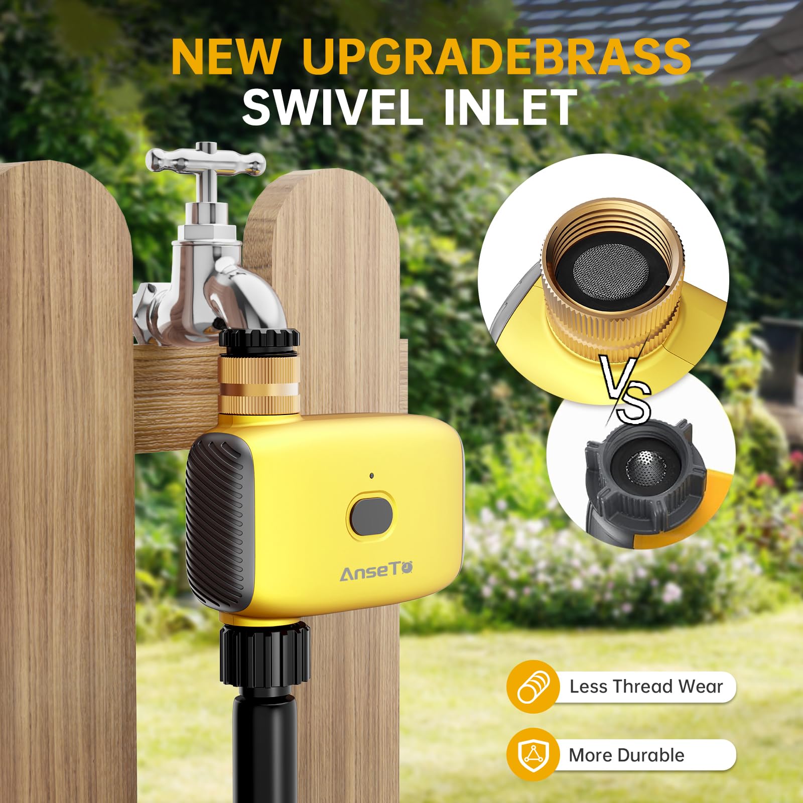 Centralina per Irrigazione WiFi da Rubinetto con Ingresso in Ottone | Timer Programmabile con WiFi Hub, Controllo Tramite APP, Irrigazione Automatica e Funzione Ritardo Pioggia per Giardini,Serre