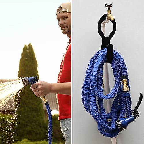 Miniatura 6 de UNCO Colgador de manguera de jardín de metal, compatible con manguera de 50 pies de 58 pies, portátil, soporte para colgar