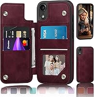 Vista 10 de DJDUCK Funda diseñada para iPhone XR con tarjetero y cierre magnético, protección de piel con bloqueo RFID, a prueba de golpes, para mujeres