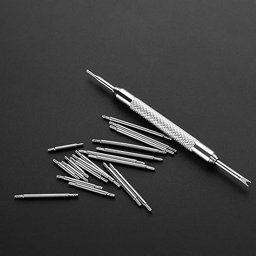 Miniatura 9 de NICERIO 400 piezas de correa de reloj profesional de acero inoxidable, barras de resorte con herramienta de reparación de removedor, 0.236 in -